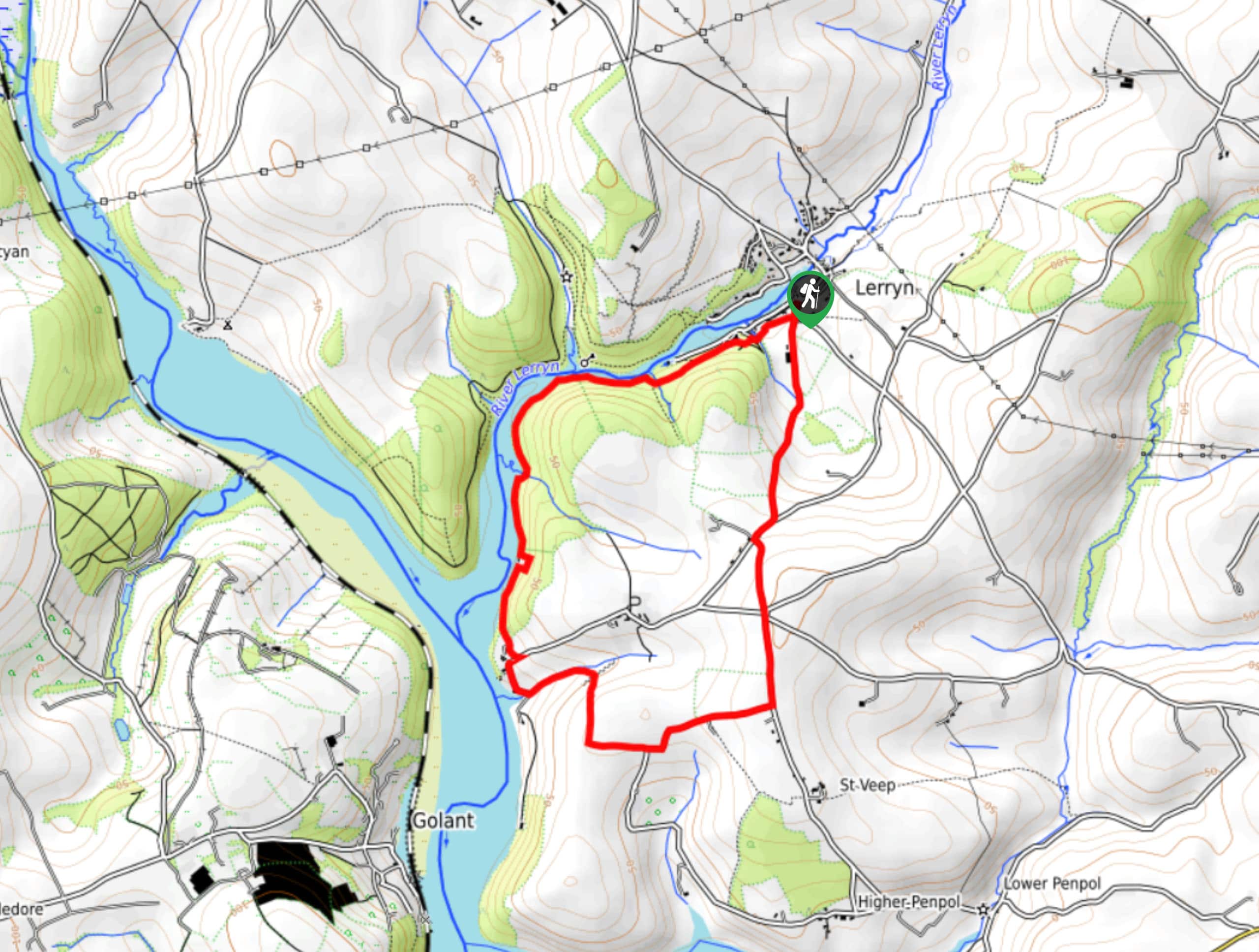 Lerryn Wood Circular Walk Map