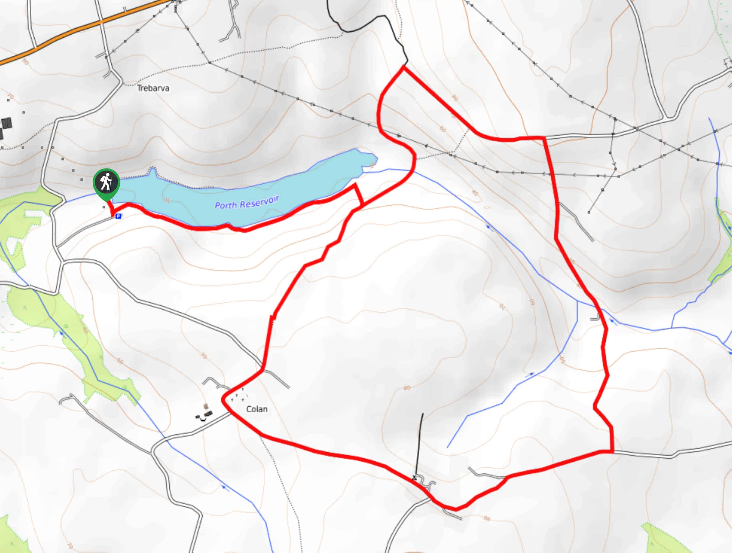Porth Reservoir Walk Map