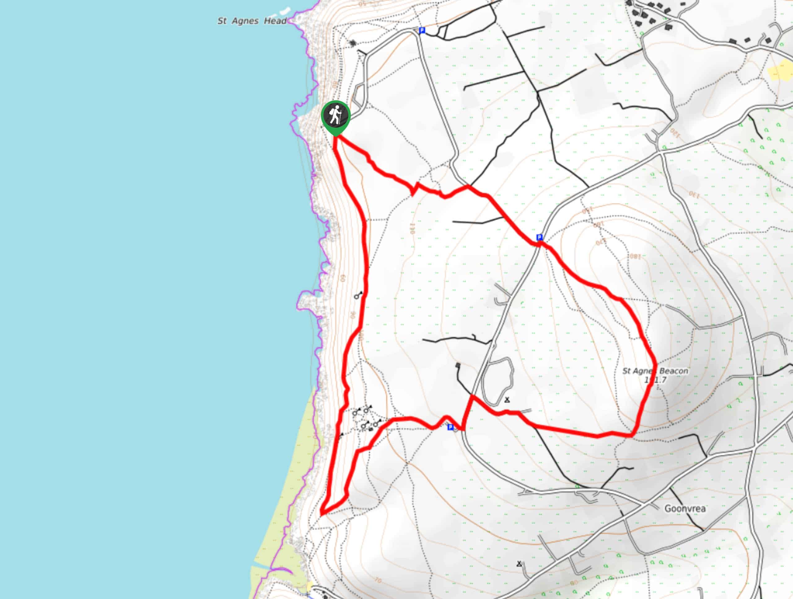 St Agnes Beacon and Wheal Coates Walk Map