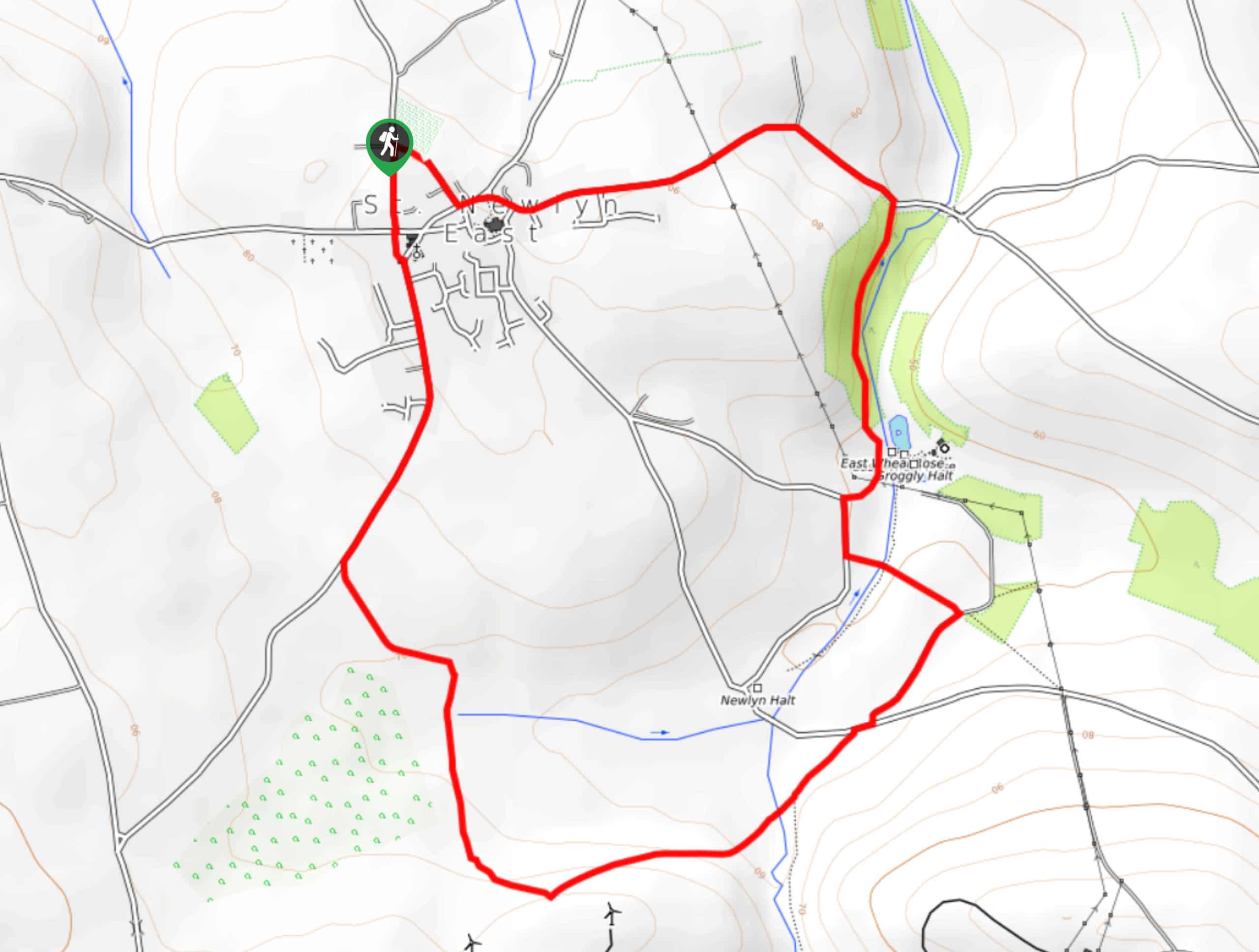 St Newlyn East and Lappa Valley Circular Walk Map