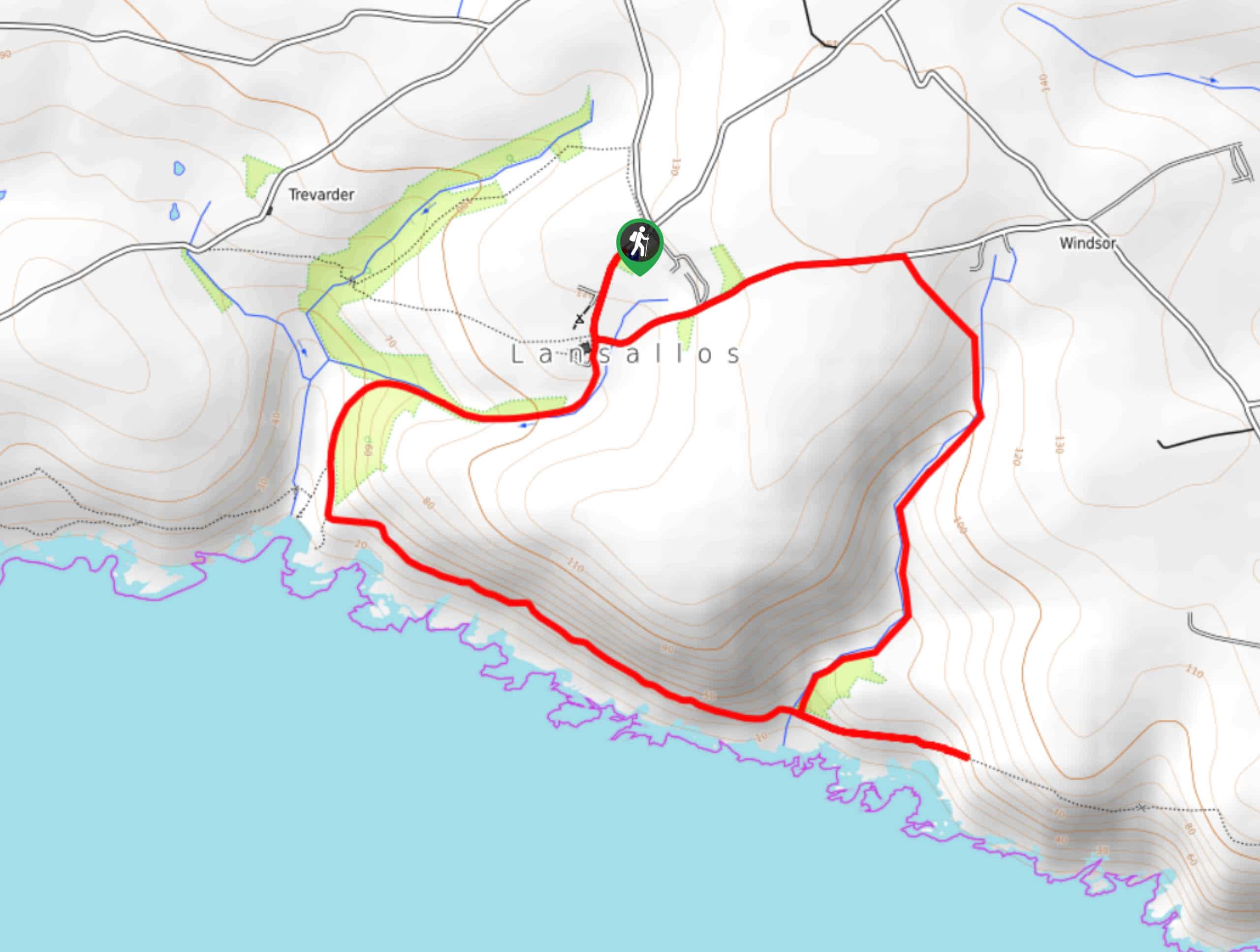 Two Coombes of Lansallos Circular Walk Map