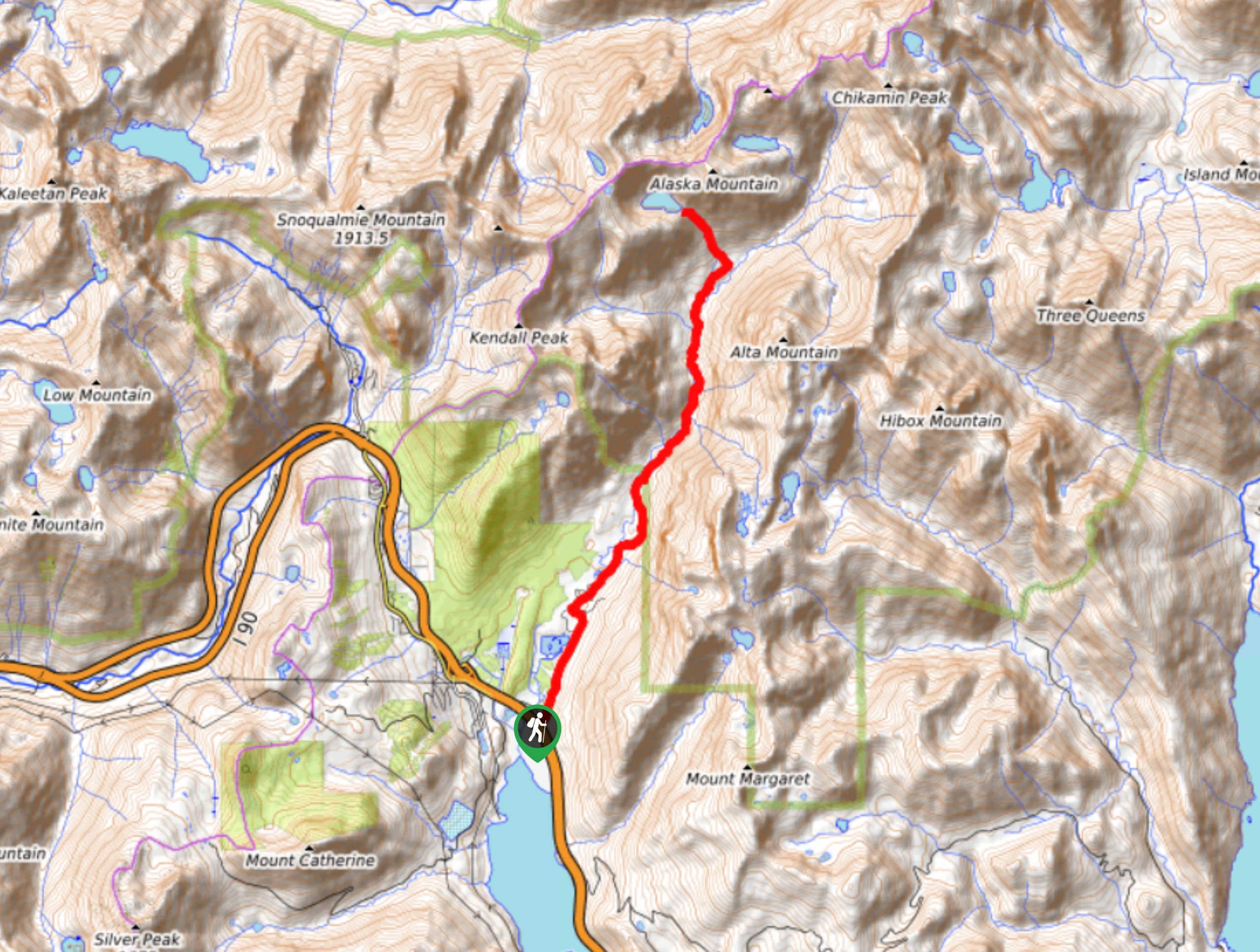 Alaska Lake via Gold Creek Trail Map