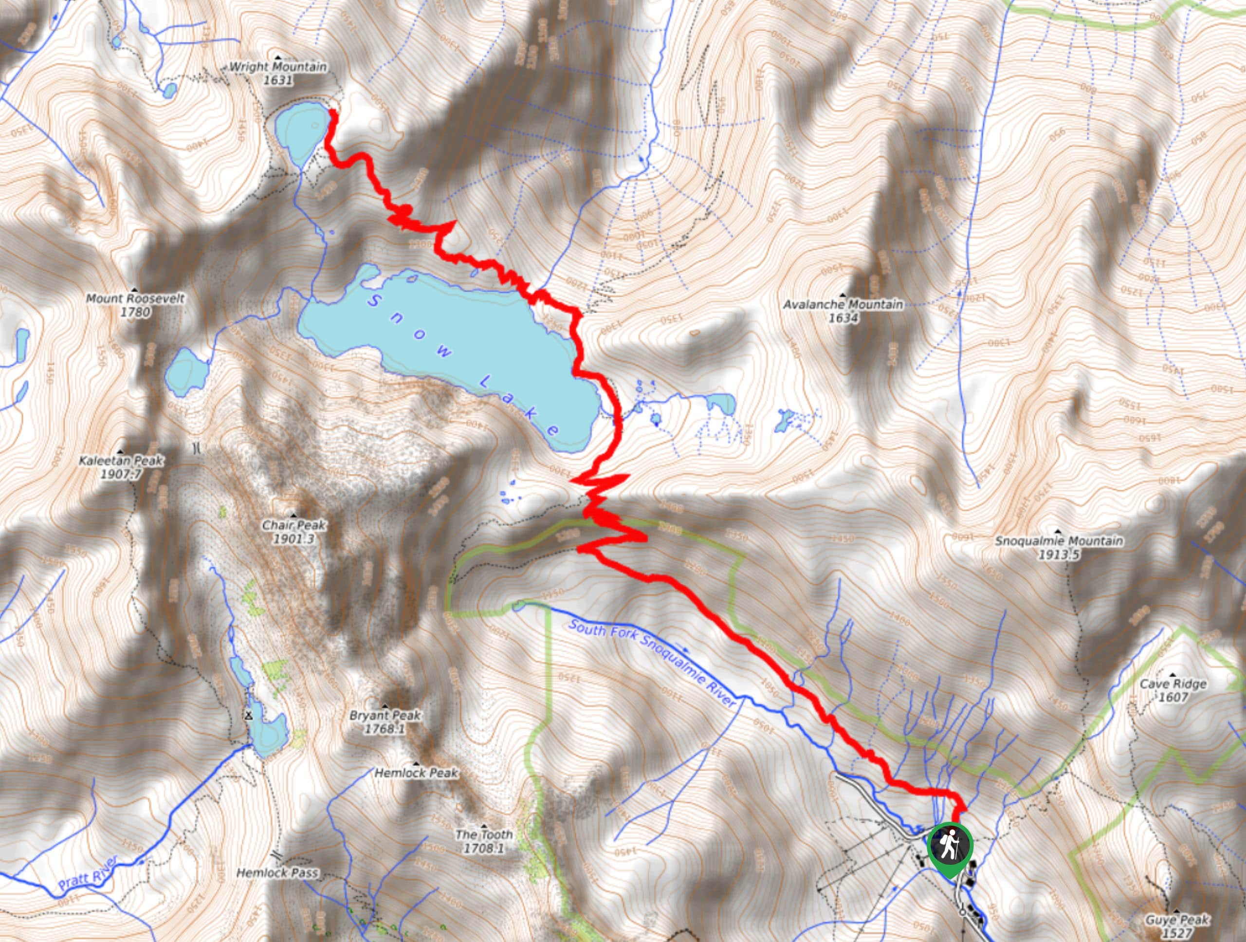 Gem Lake via Snow Lake and High Lakes Trail Map