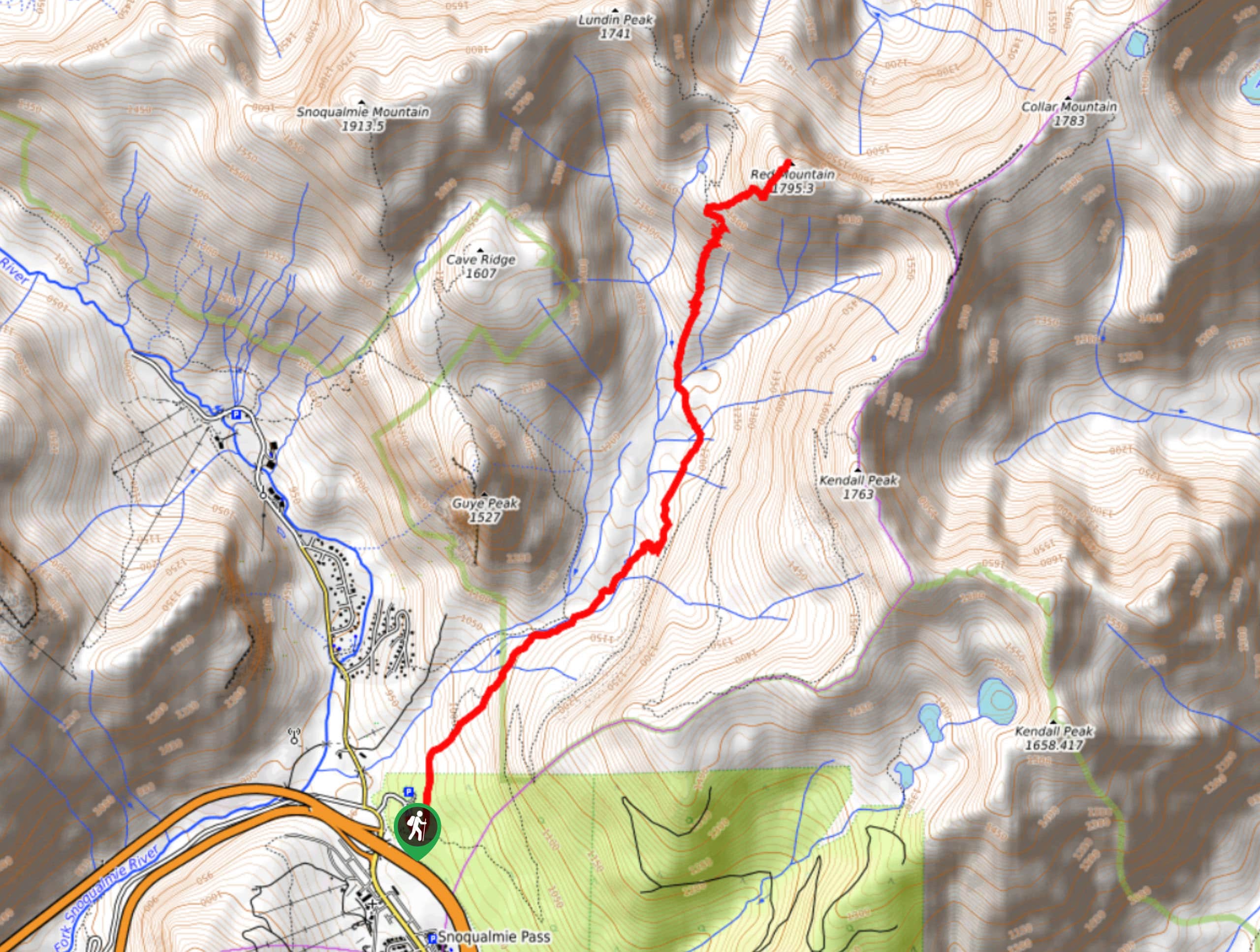Red Mountain via Old Commonwealth Trail Map