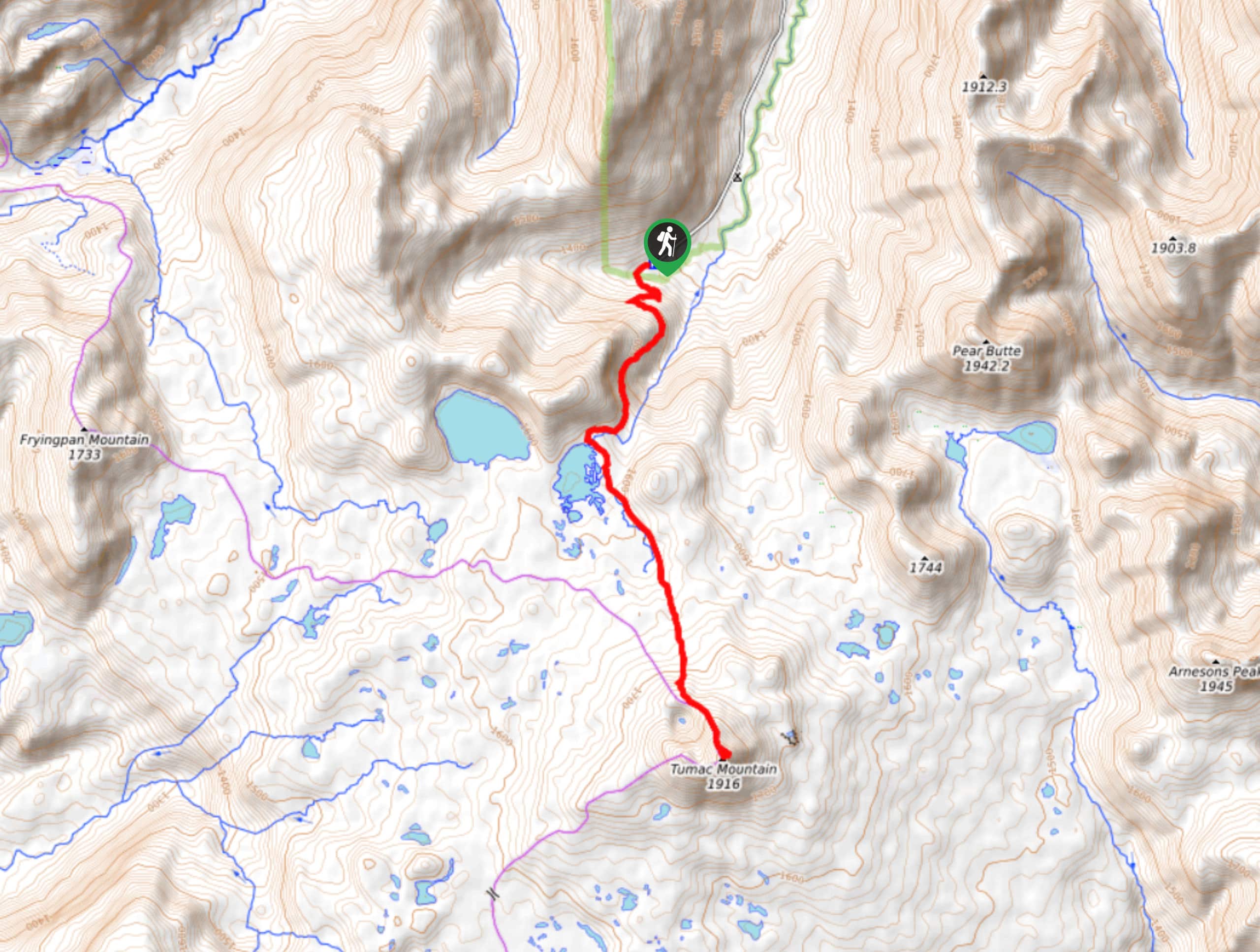 Twin Sisters Trail and Tumac Mountain Map