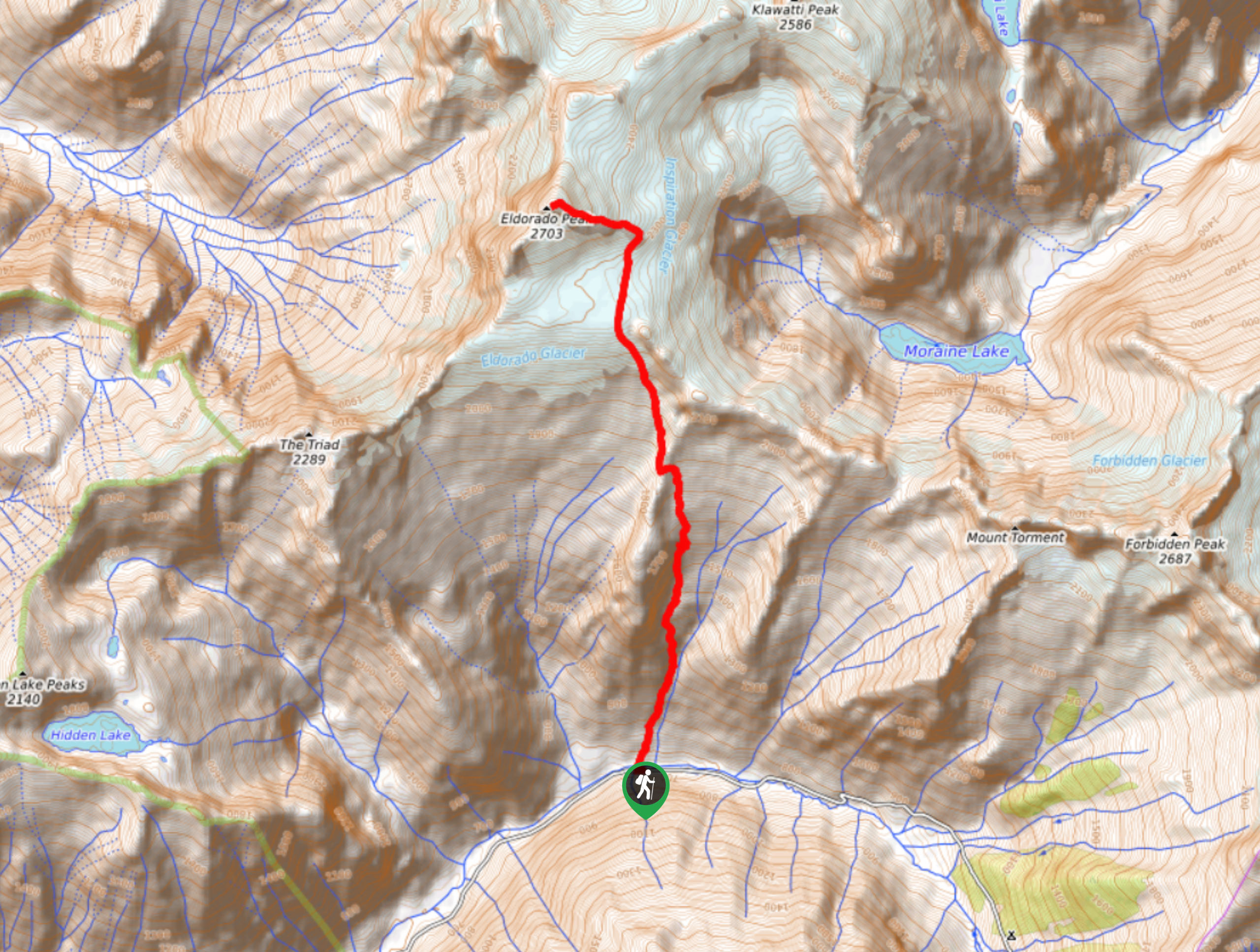 Eldorado Peak Climb Map