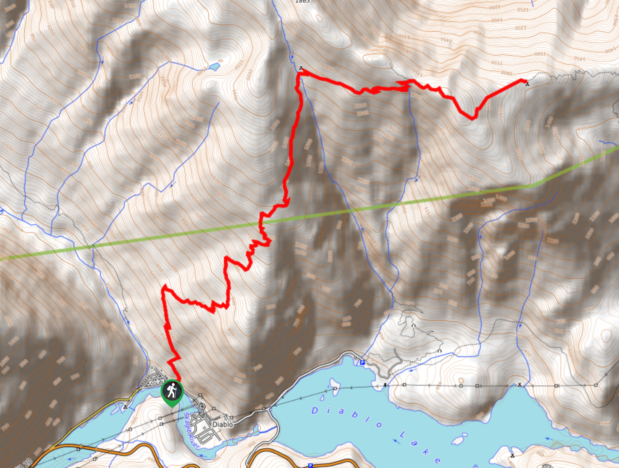 Pierce Mountain Camp via Sourdough Mountain Trail Map