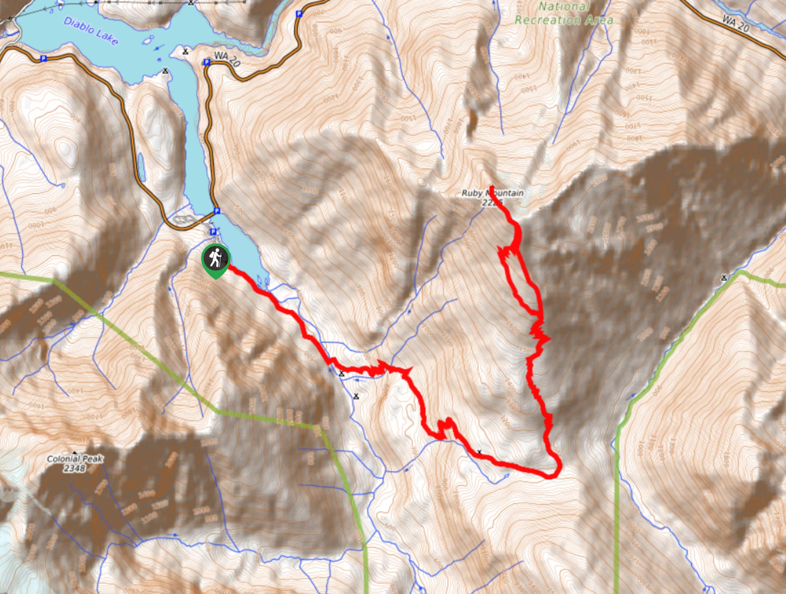 Ruby Mountain Summit via Fourth of July Pass and Thunder Creek Map