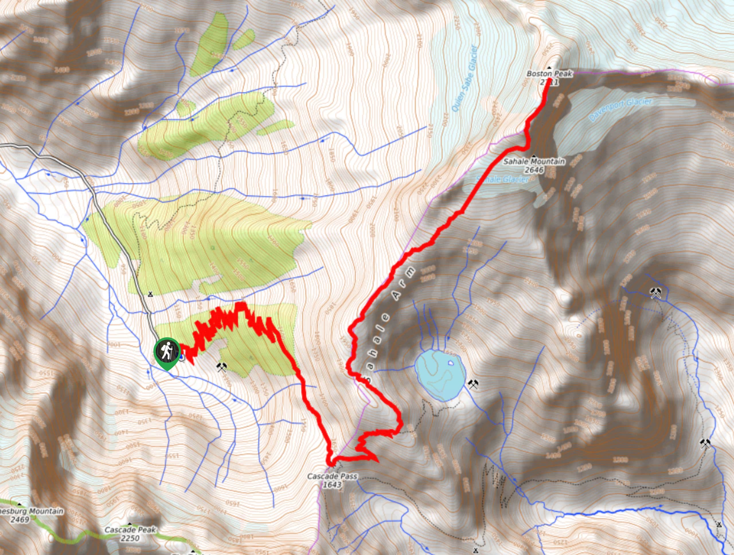 Sahale Arm Trail to Quien Sabe Glacier Map