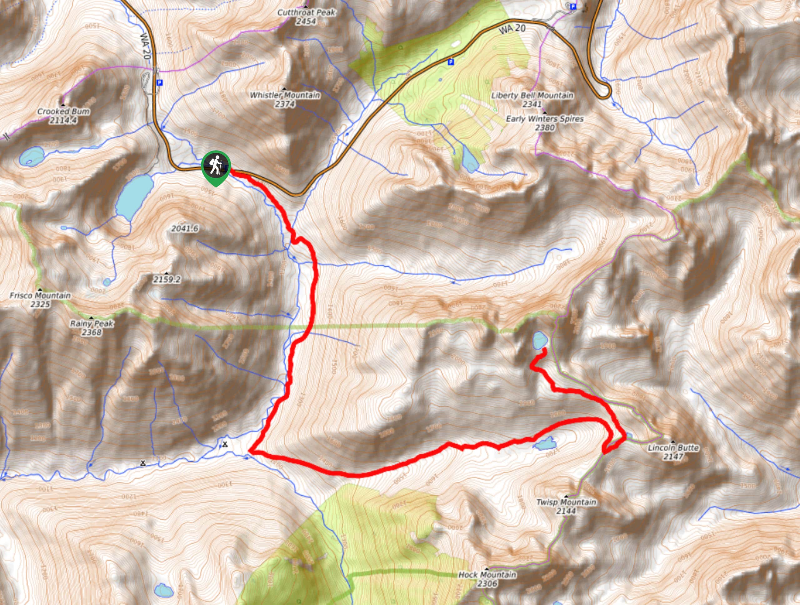 Stiletto Lake via Twisp Pass Trail Map