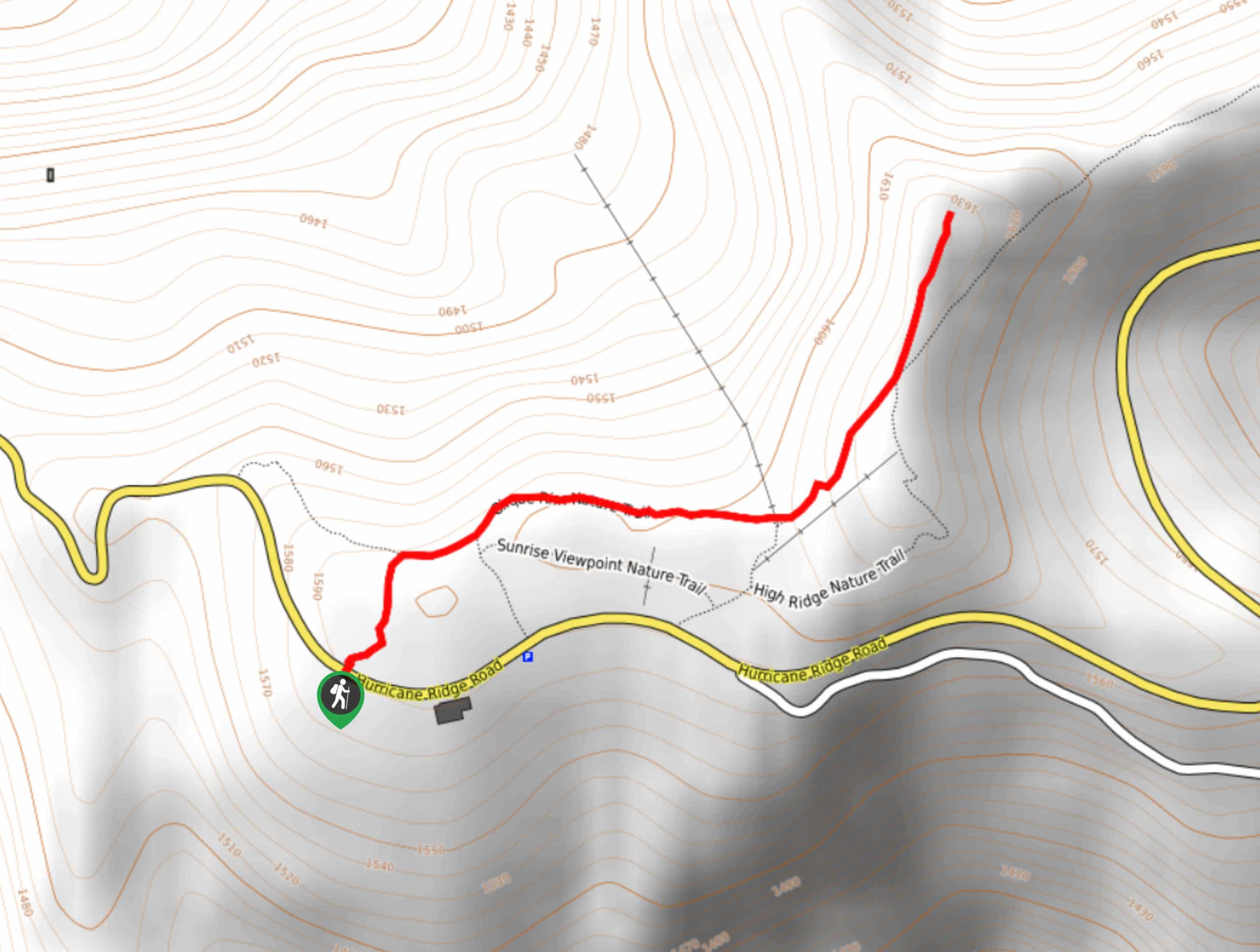 Cirque Rim Nature Trail to Sunrise Viewpoint Trail Map
