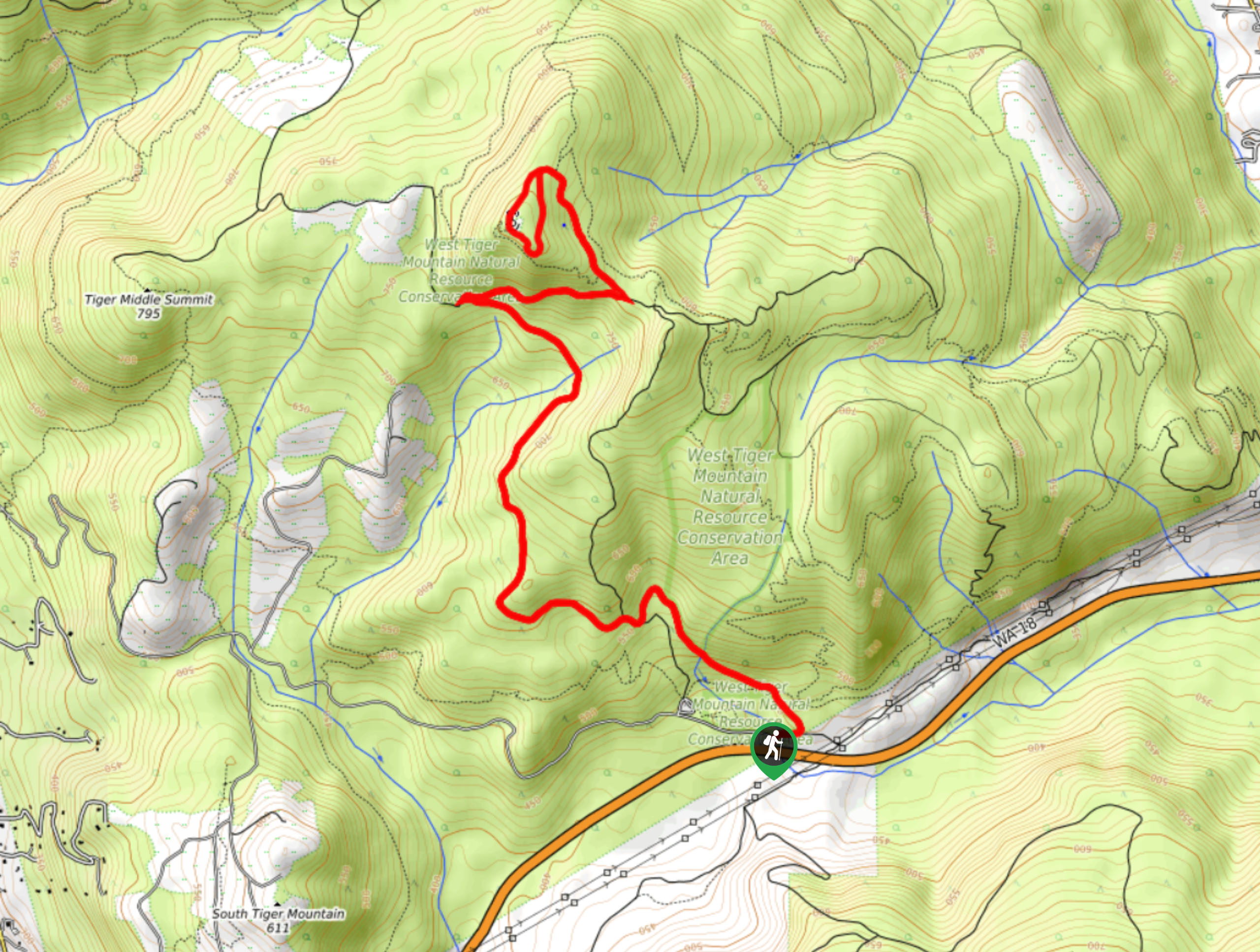 East Tiger Mountain Summit Hike Map