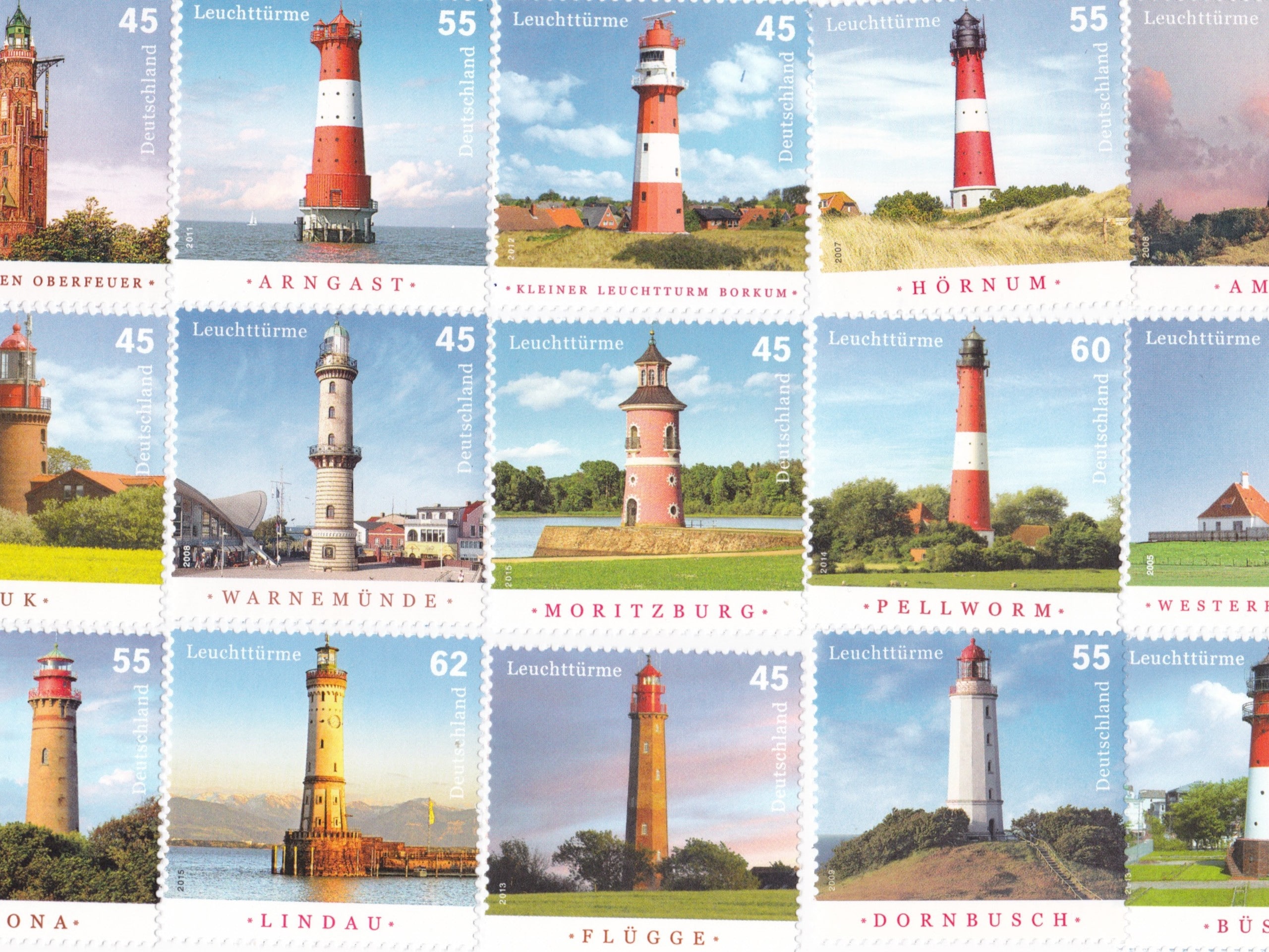 Stamps with lighthouses