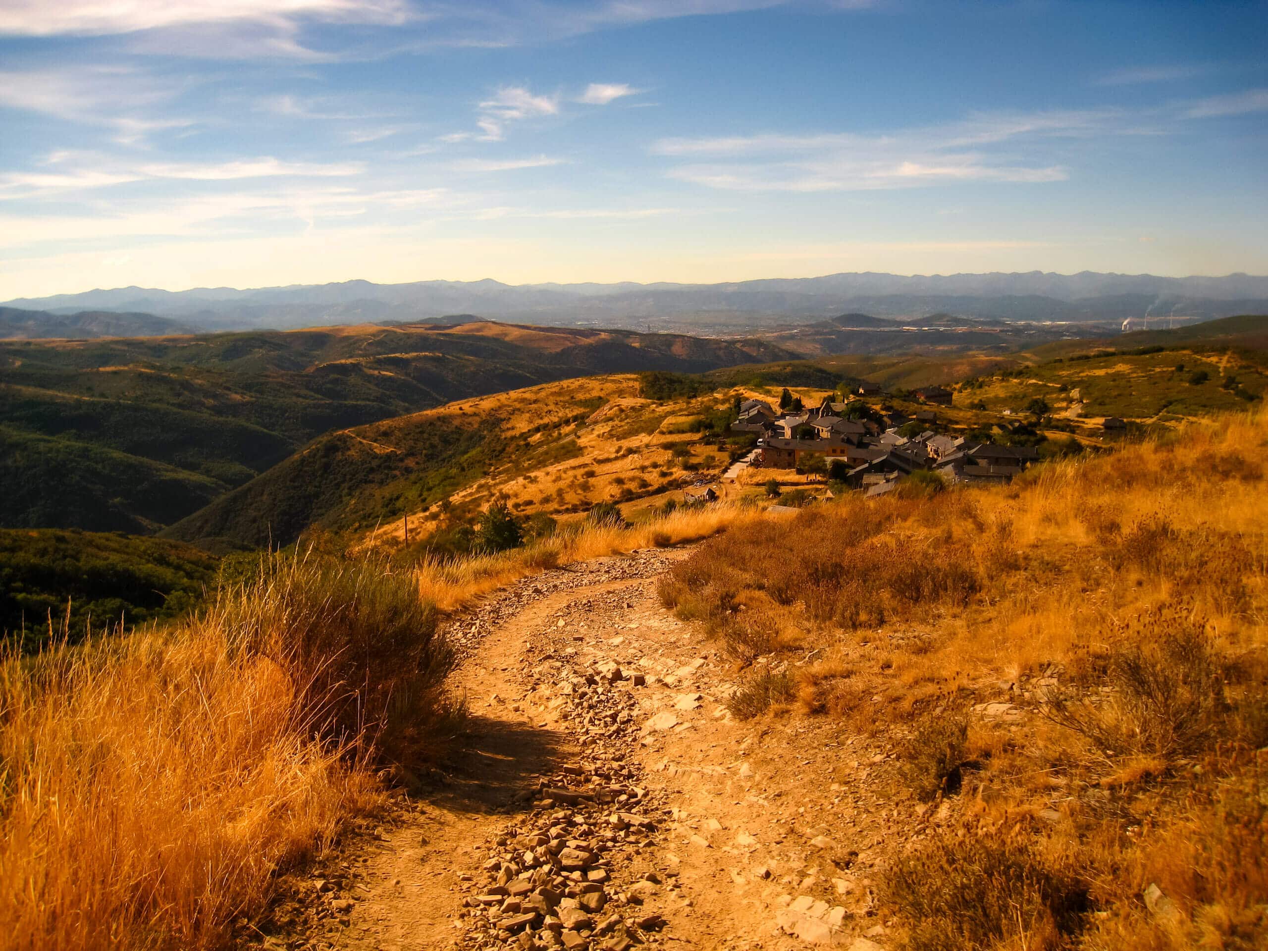 Beautiful Spanish country hiking trekking Camino de Santiago