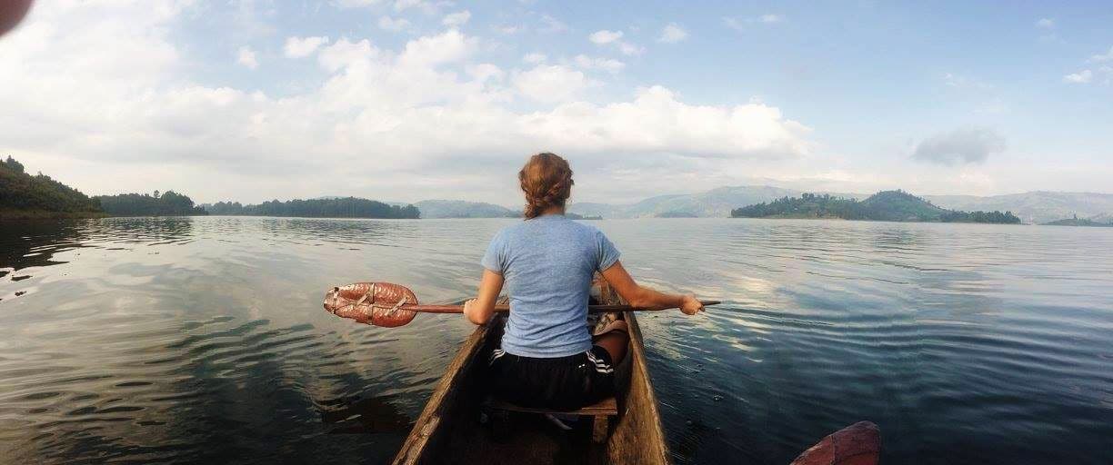 Canoeing Lake Bunyonyi in Uganda