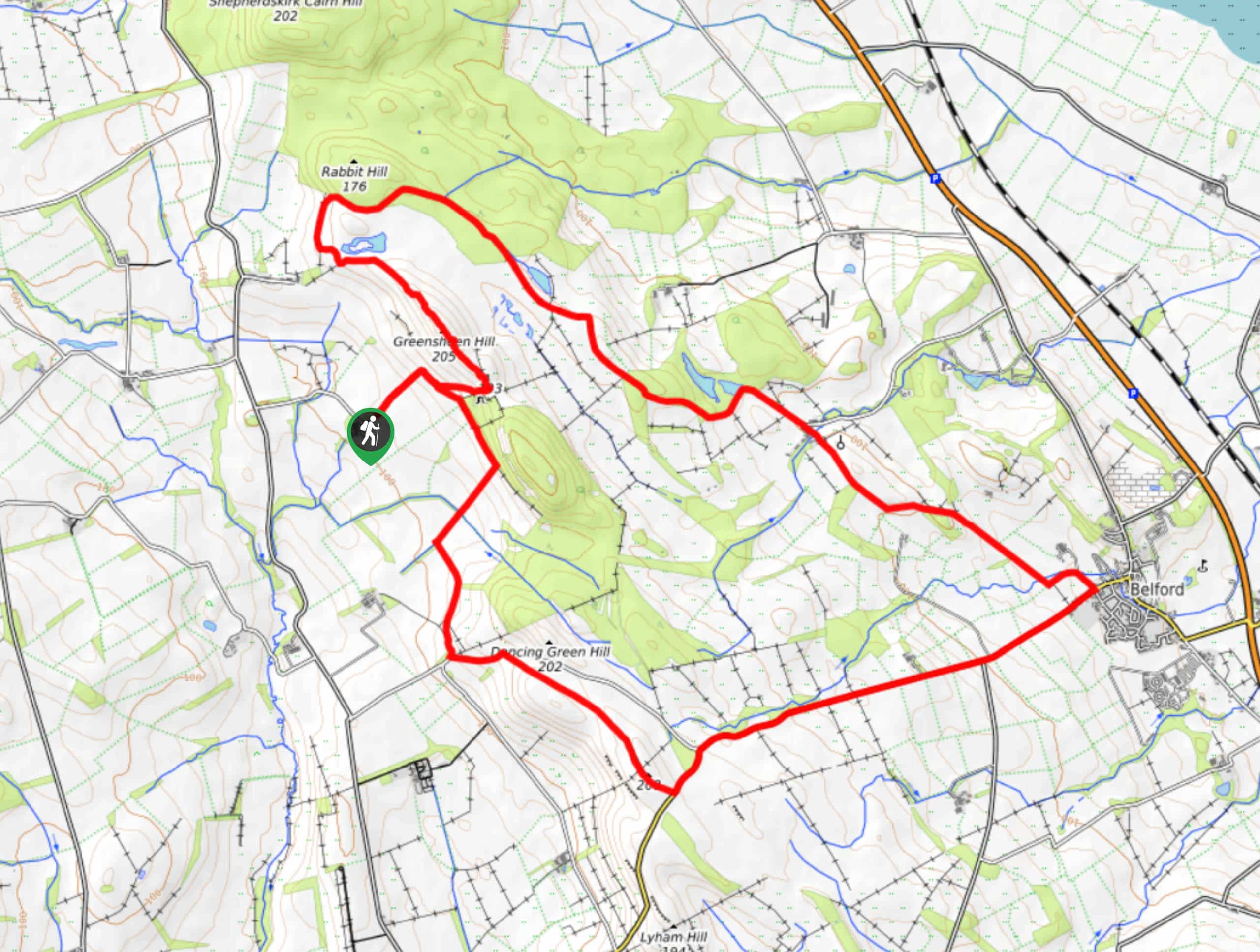 Holburn, North Hazelrigg, and Belford Circular Walk Map
