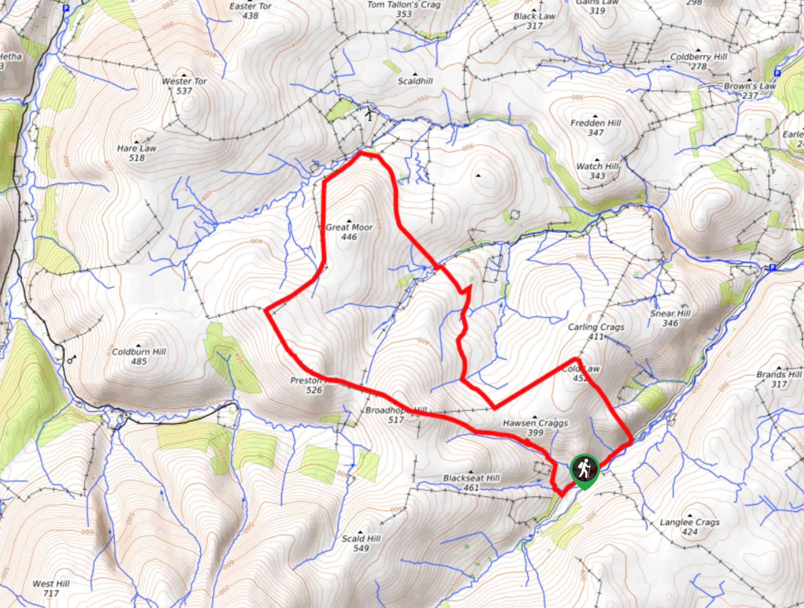 Preston Hill and Cold Law Circular Walk Map
