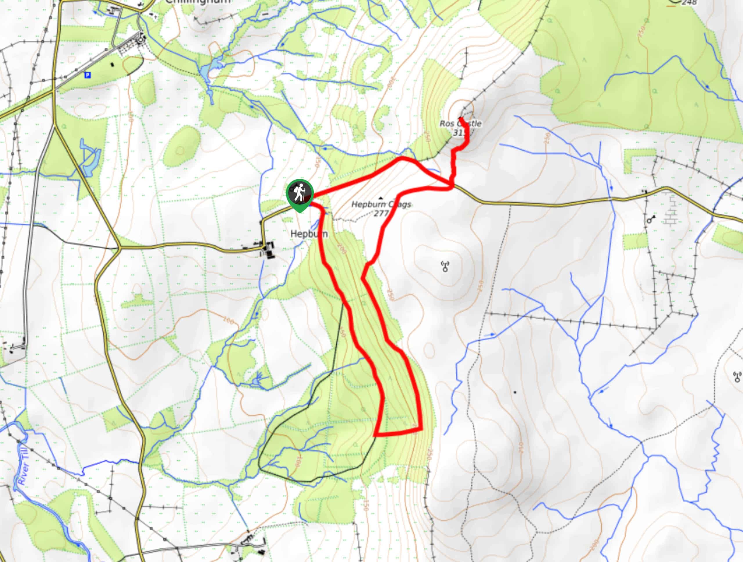 Ros Castle and Hepburn Wood Walk Map
