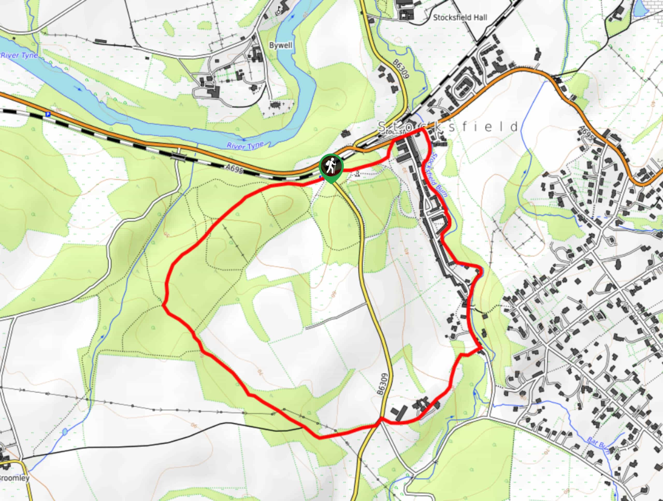 Stocksfield and Shilford Wood Circular Walk Map