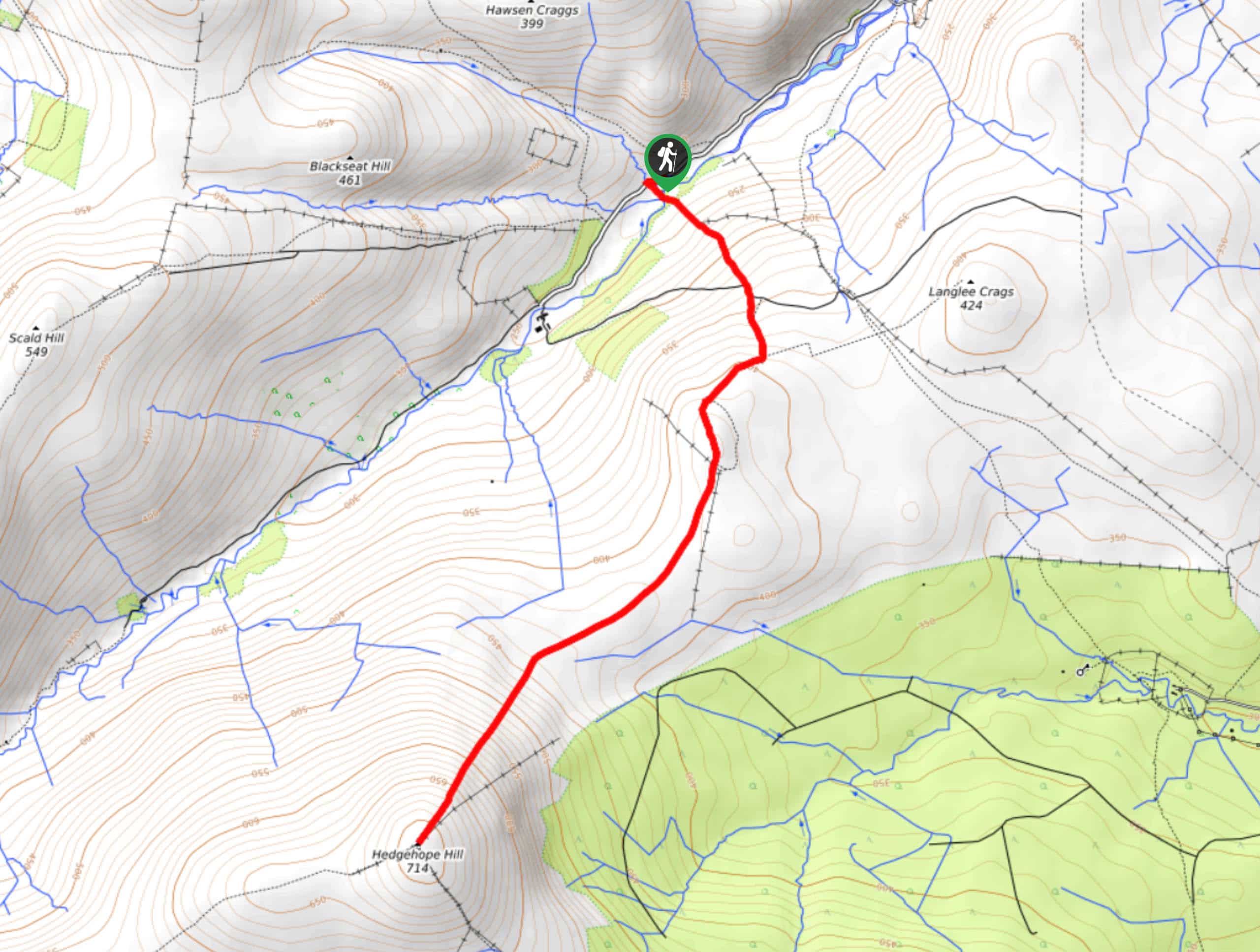 The Cheviots and Hedgehope Hill Walk Map