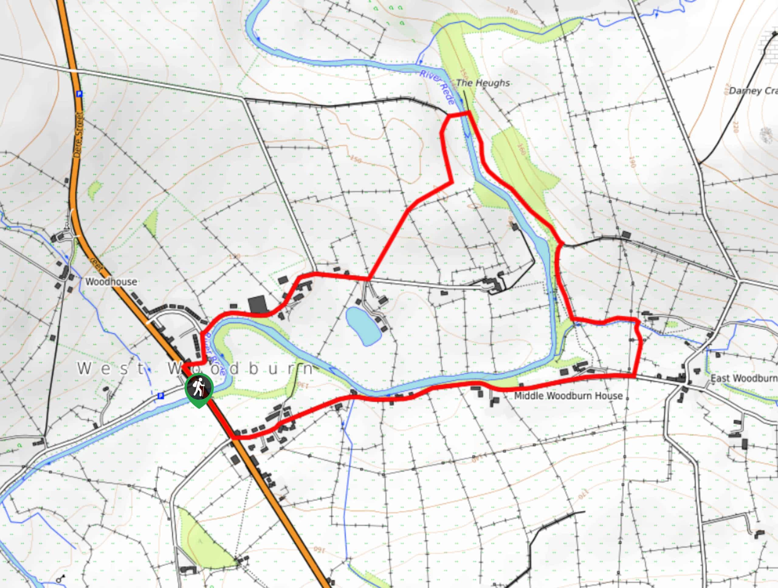 West to East Woodburn Circular Walk Map