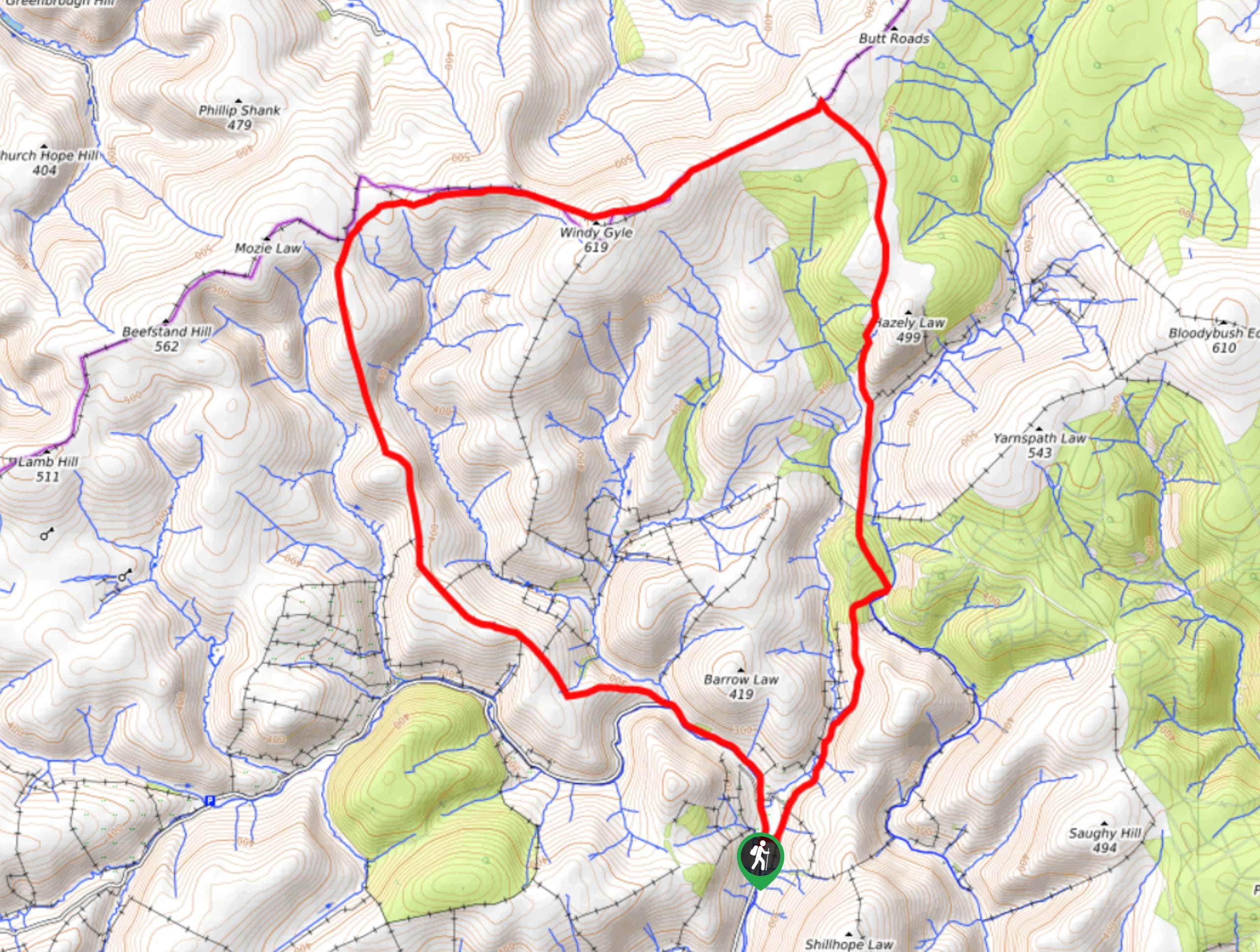 Windy Gyle and Mozie Law Walk Map