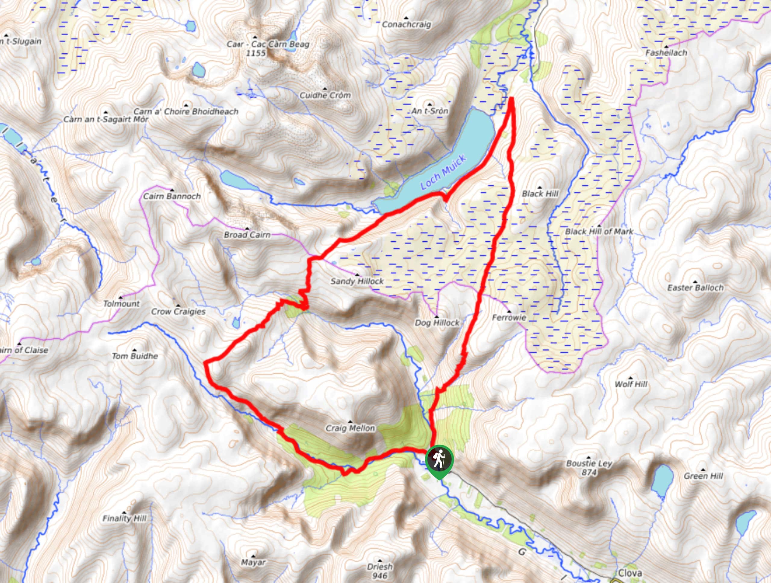 Capel Mounth and Loch Muick Circular Walk Map
