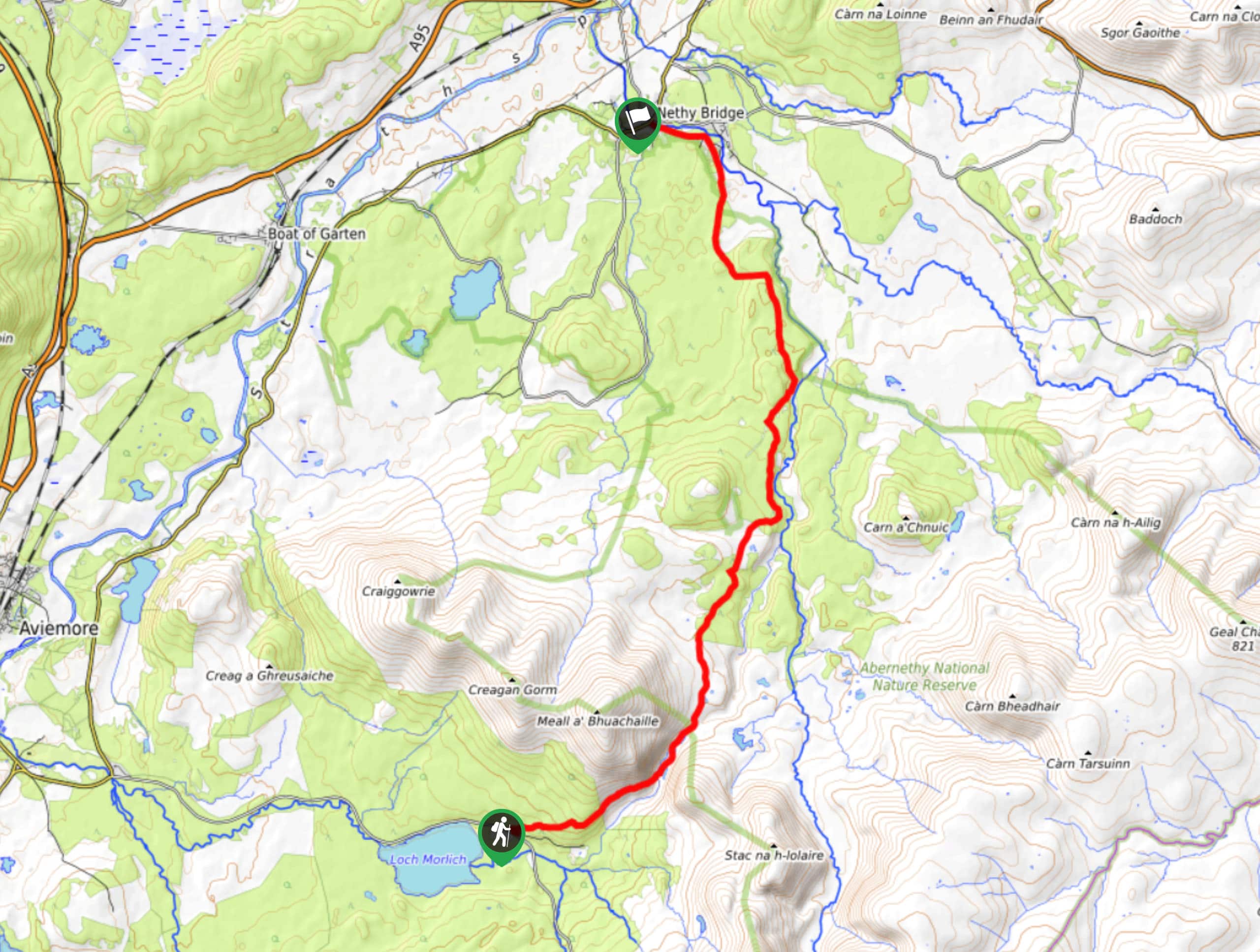 Loch Morlich to Nethy Bridge Walk Map