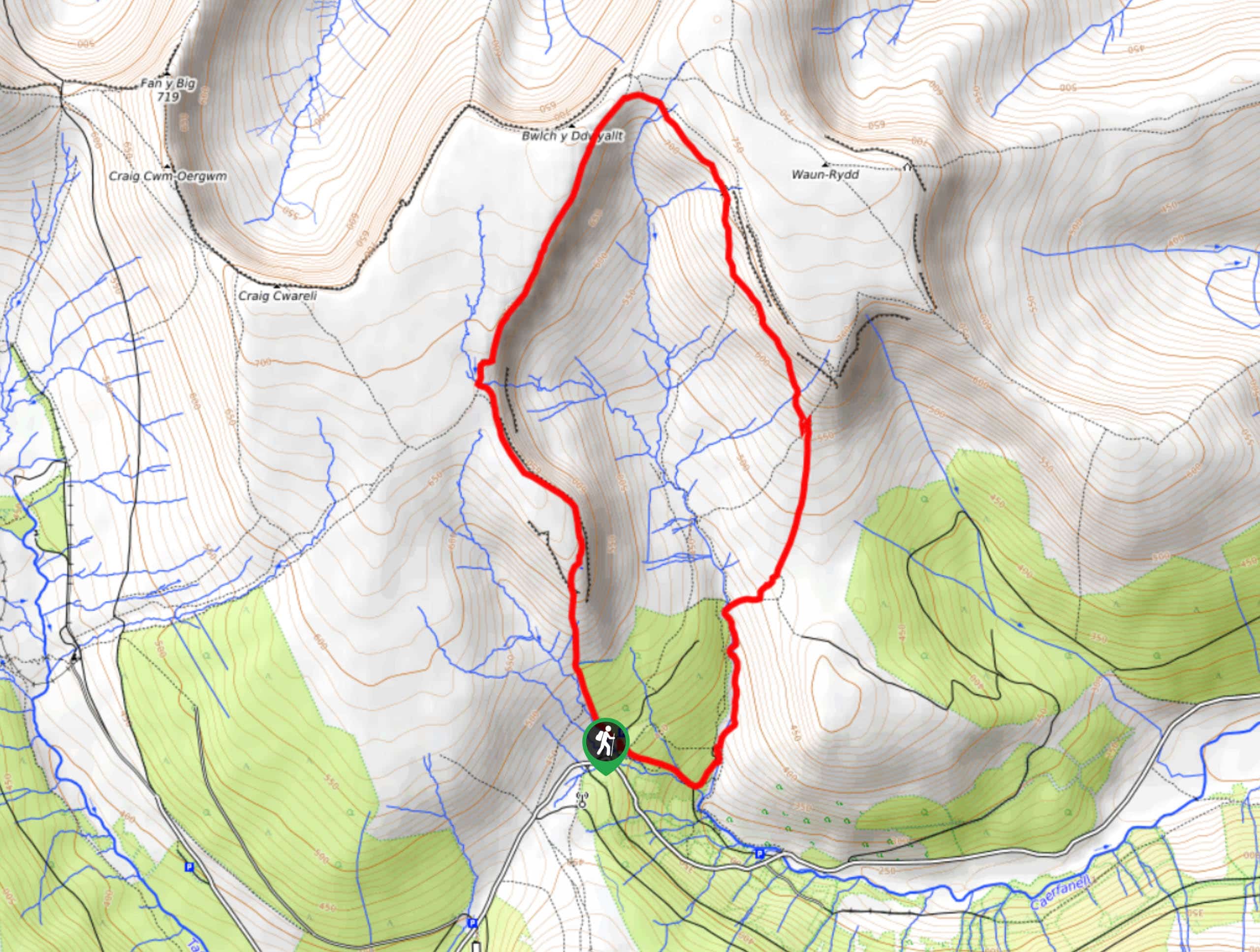 Blaen-y-Glyn Uchaf and Wellington Bomber Memorial Trail Map
