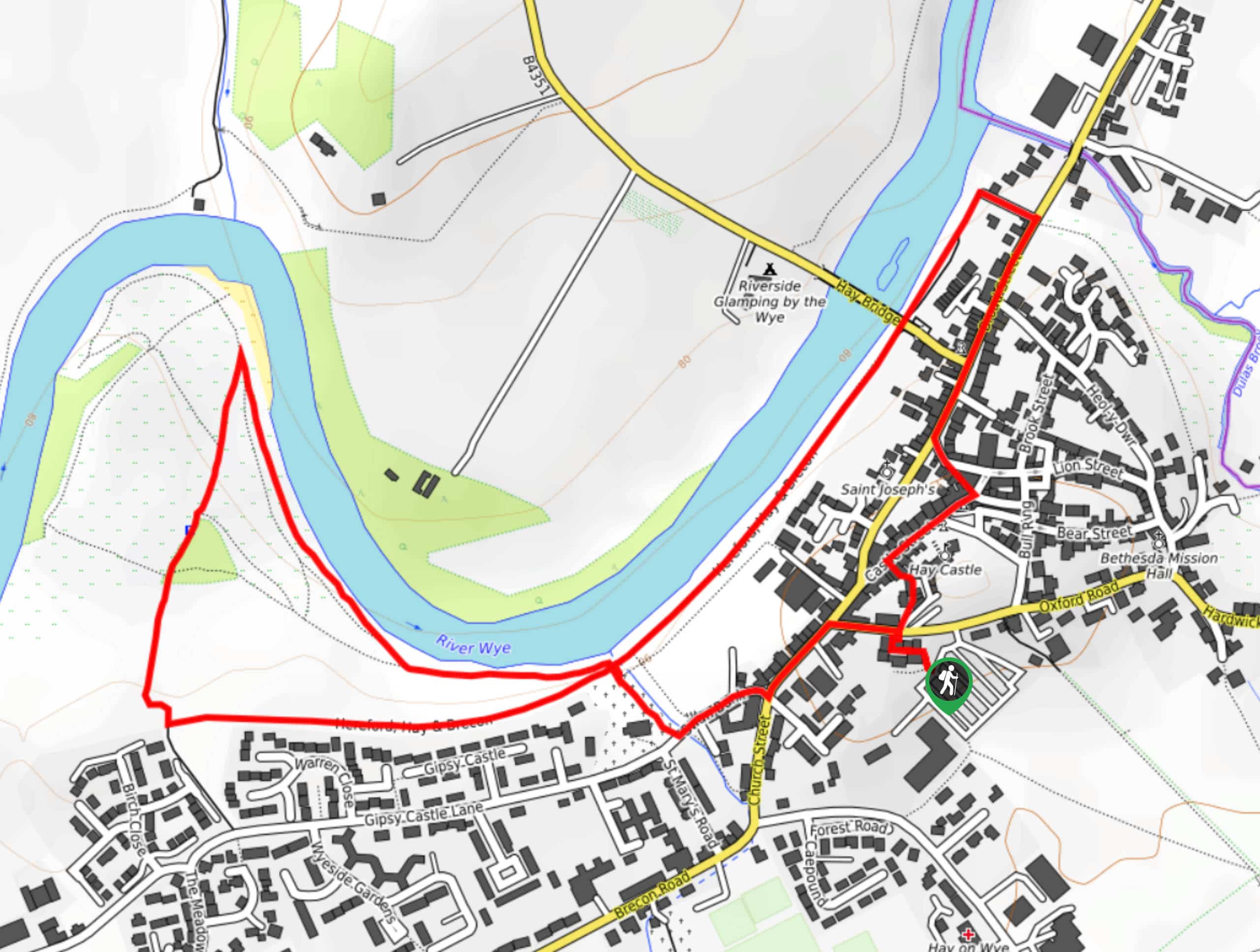 Hay-on-Wye River and Rail Circular Walk Map