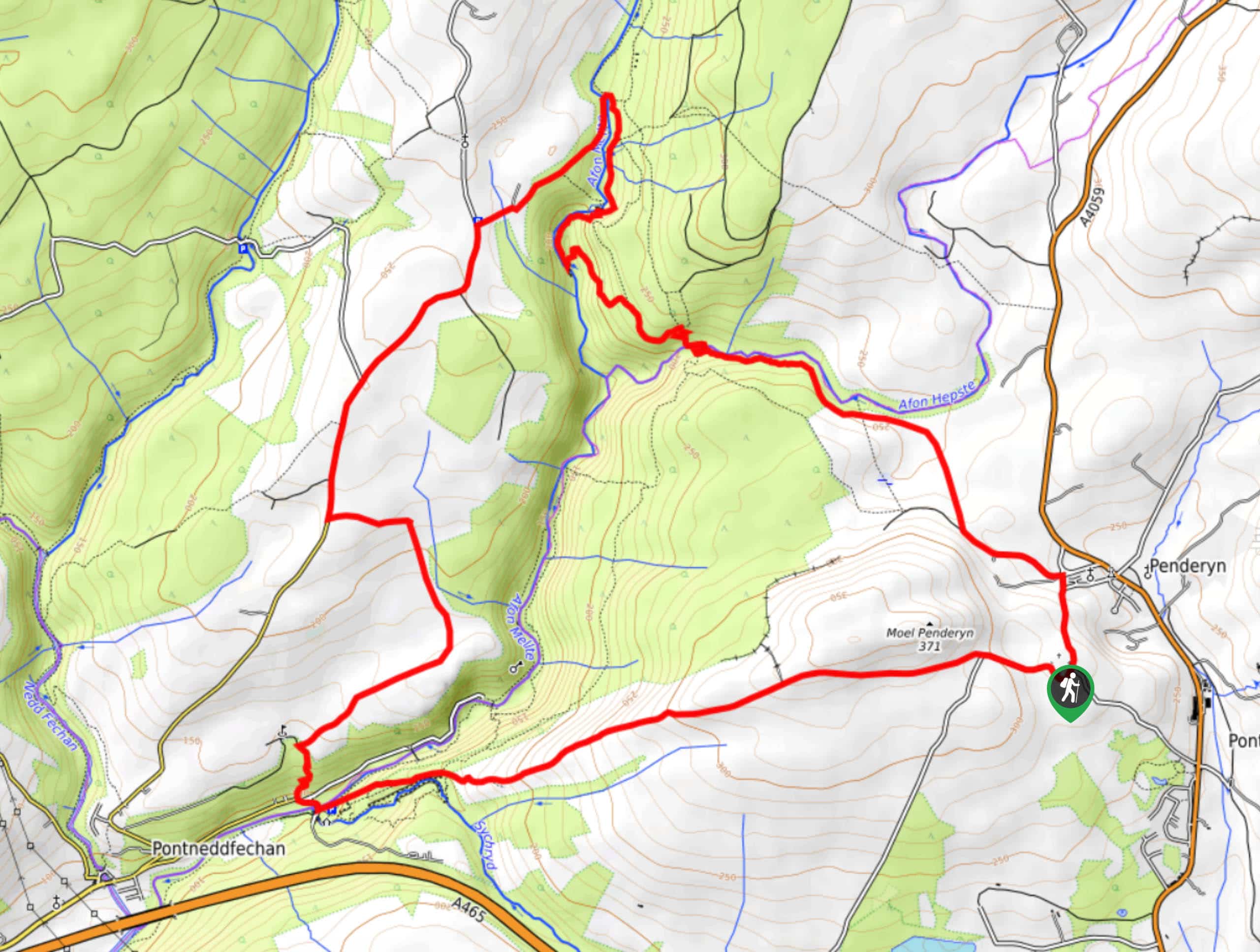 Penderyn and Sgwd yr Eira Falls Circular Walk Map