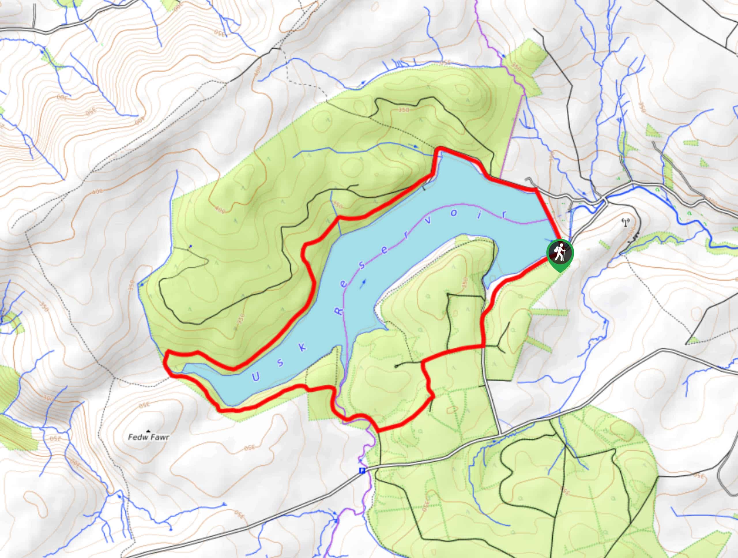 Usk Reservoir Walk Map