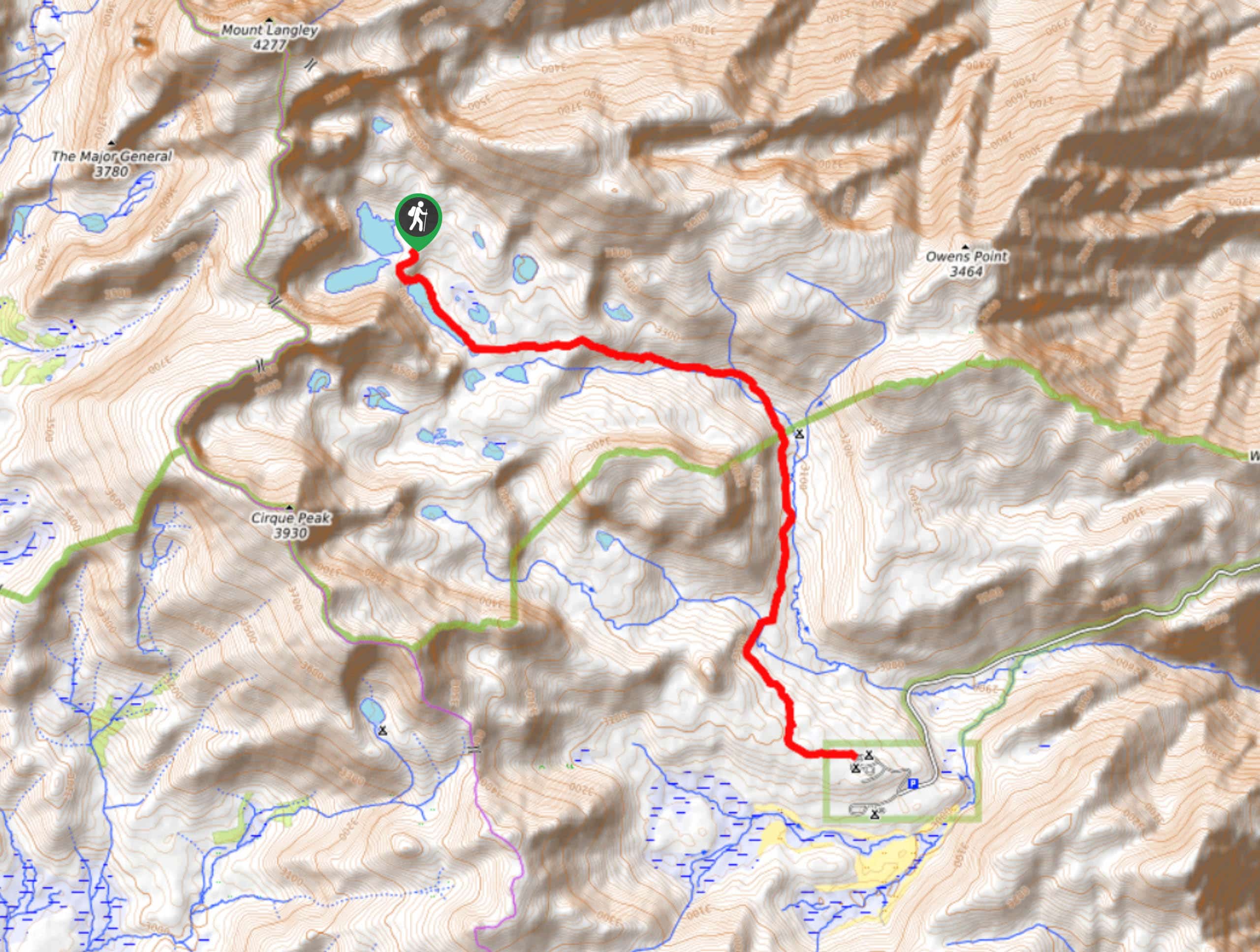 Cottonwood Lakes and Army Pass Trail Map