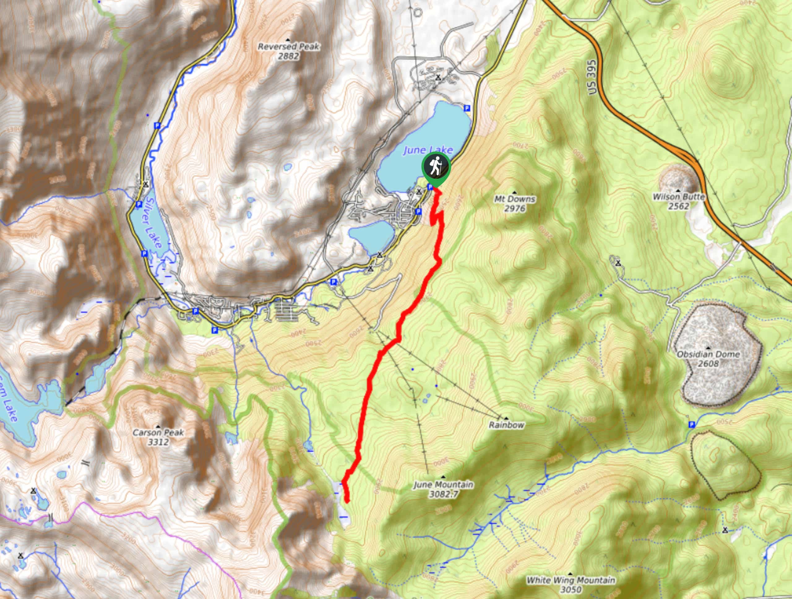 June Lake Loop Trail to Yost Creek Trail Map