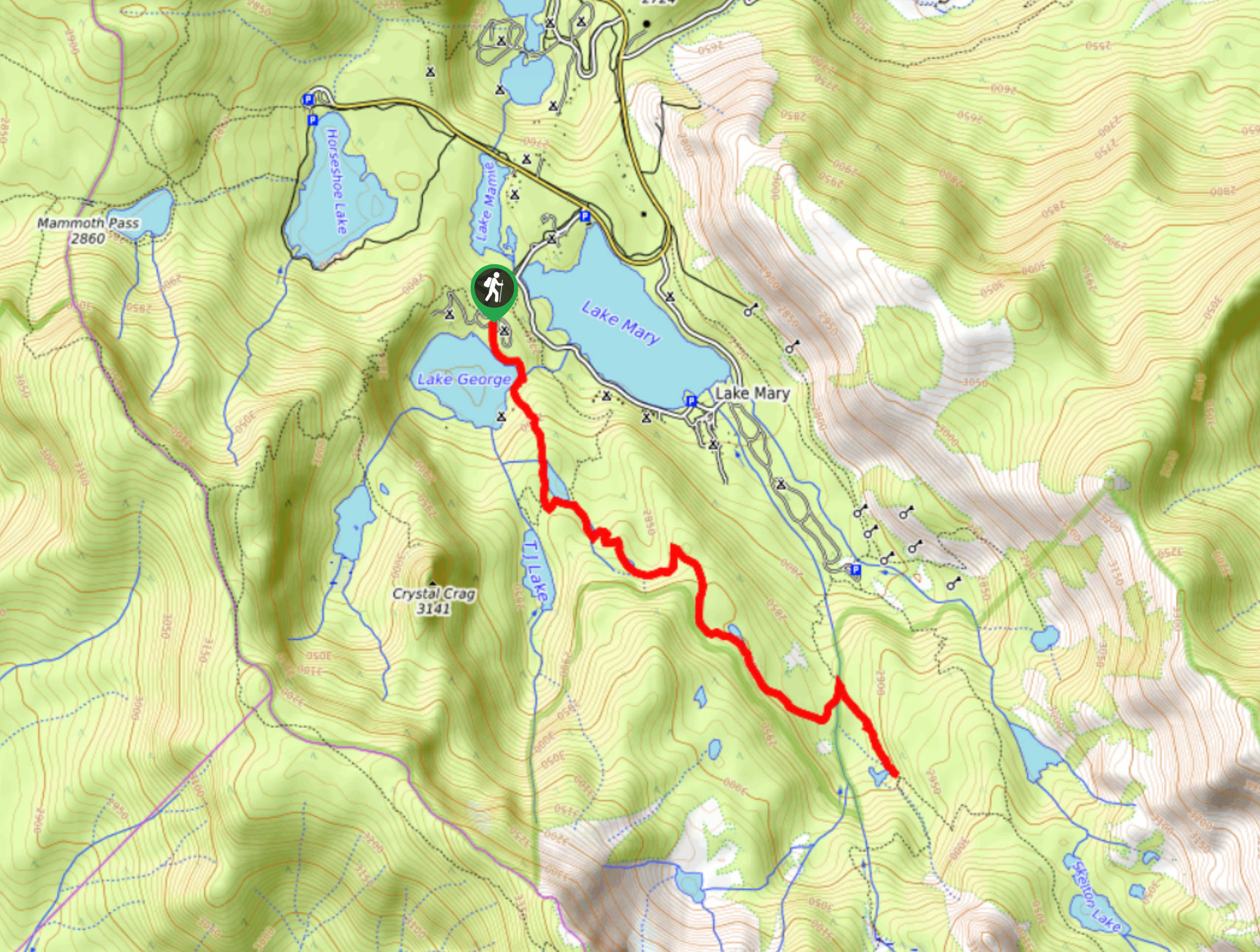 Lake George to Emerald Lake via Coldwater Campground Trail Map