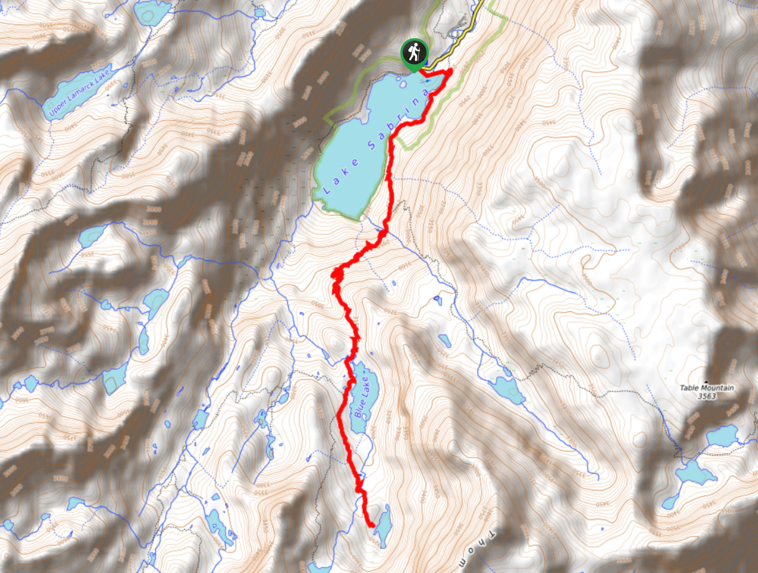 Sabrina Basin to Donkey Lake Trail Map