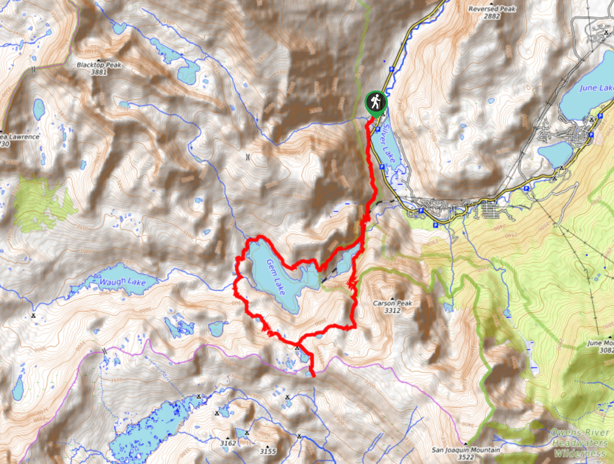 Silver Lakes Sierras Trail Map