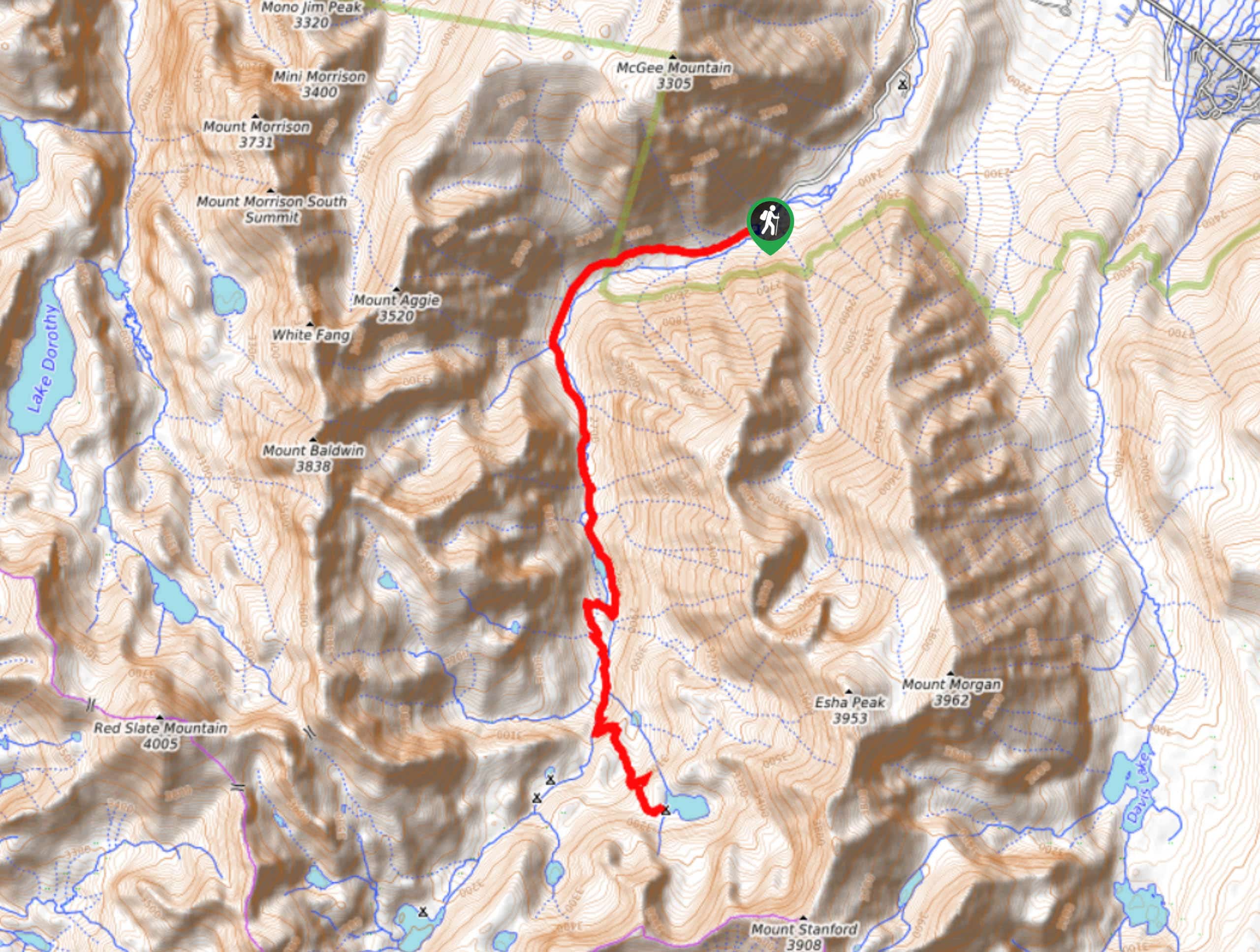 Steelhead Lake via McGee Pass Trail Map