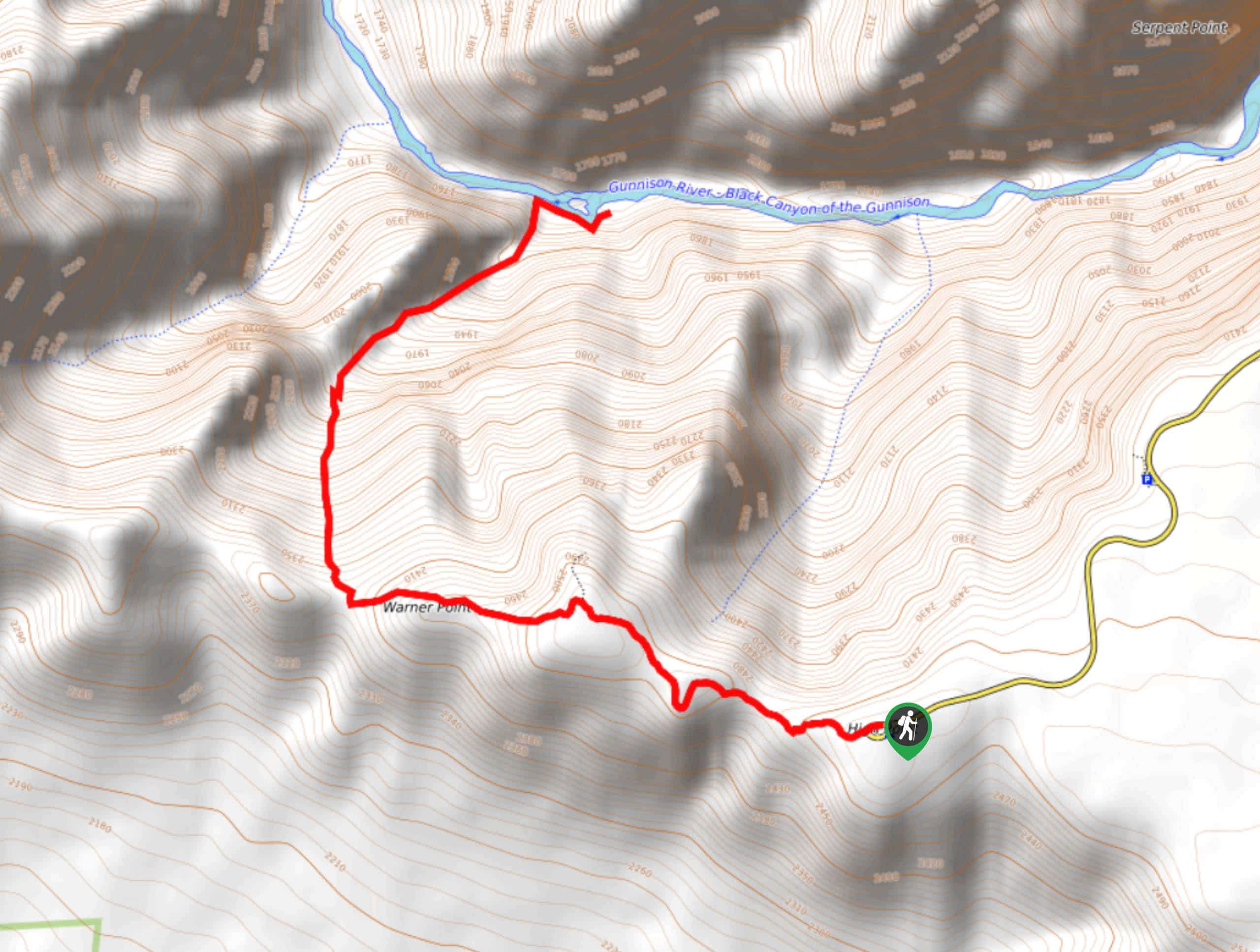 Warner Route Hike Map