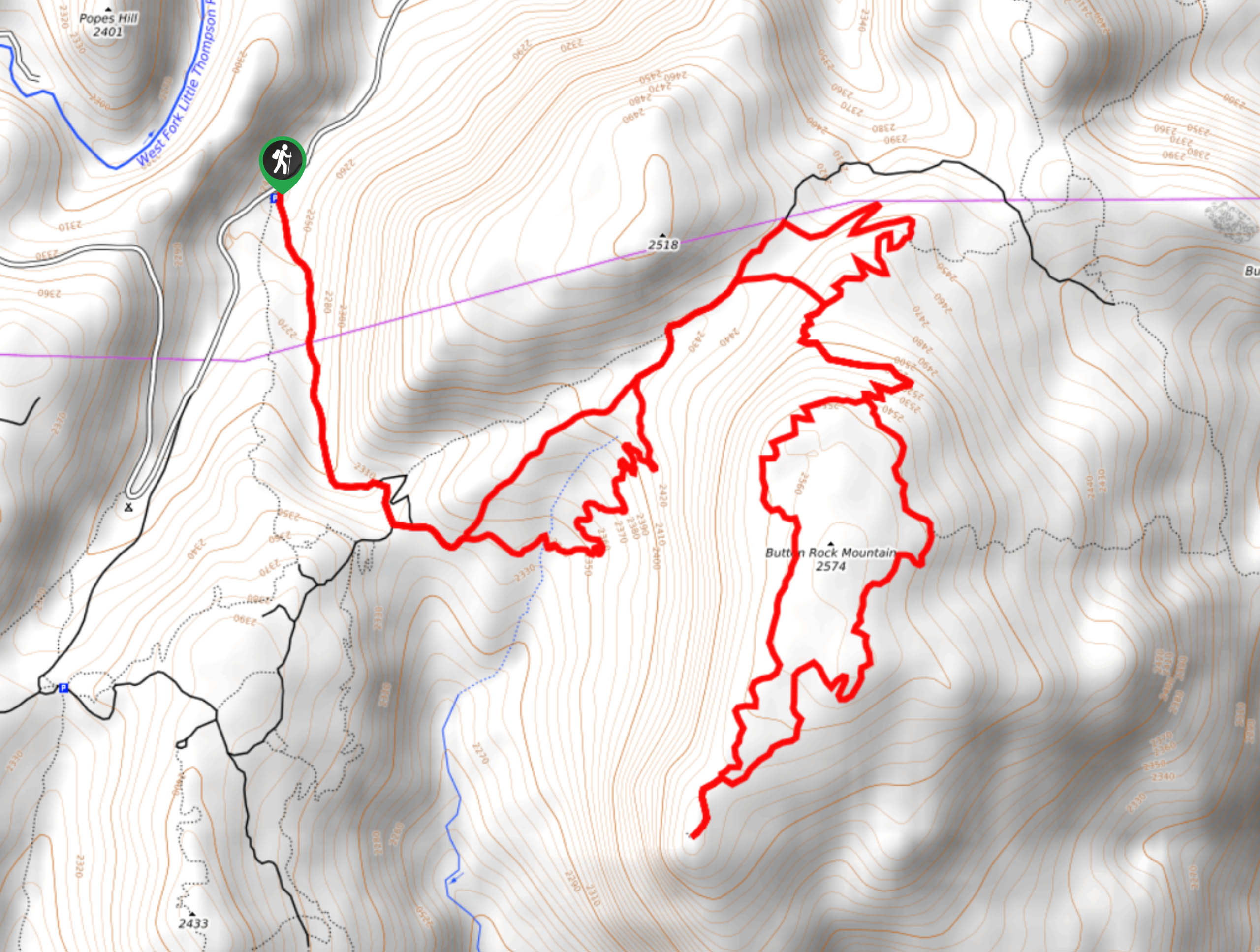 Button Rock Mountain Trail Map