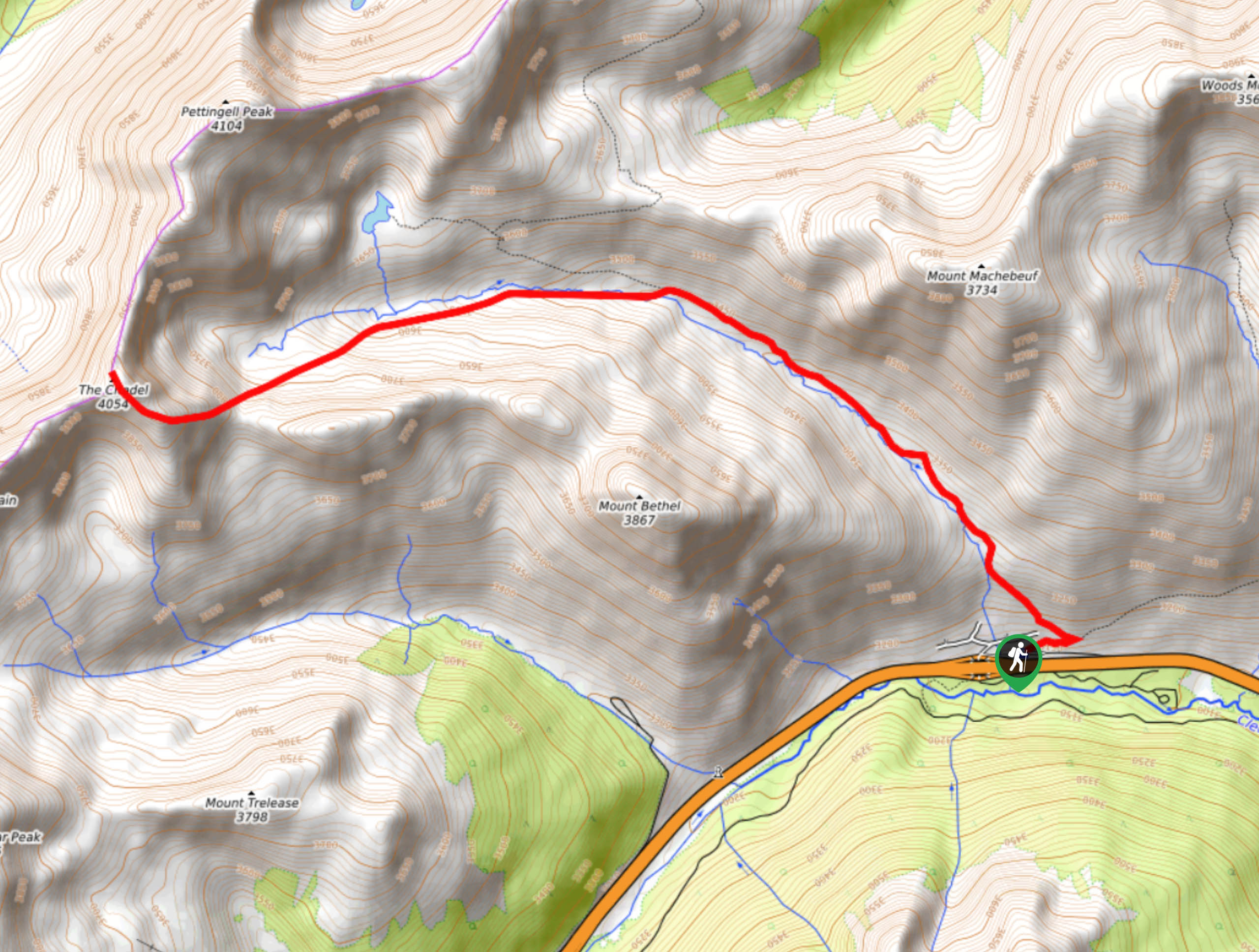 Citadel Mountain Hike Map