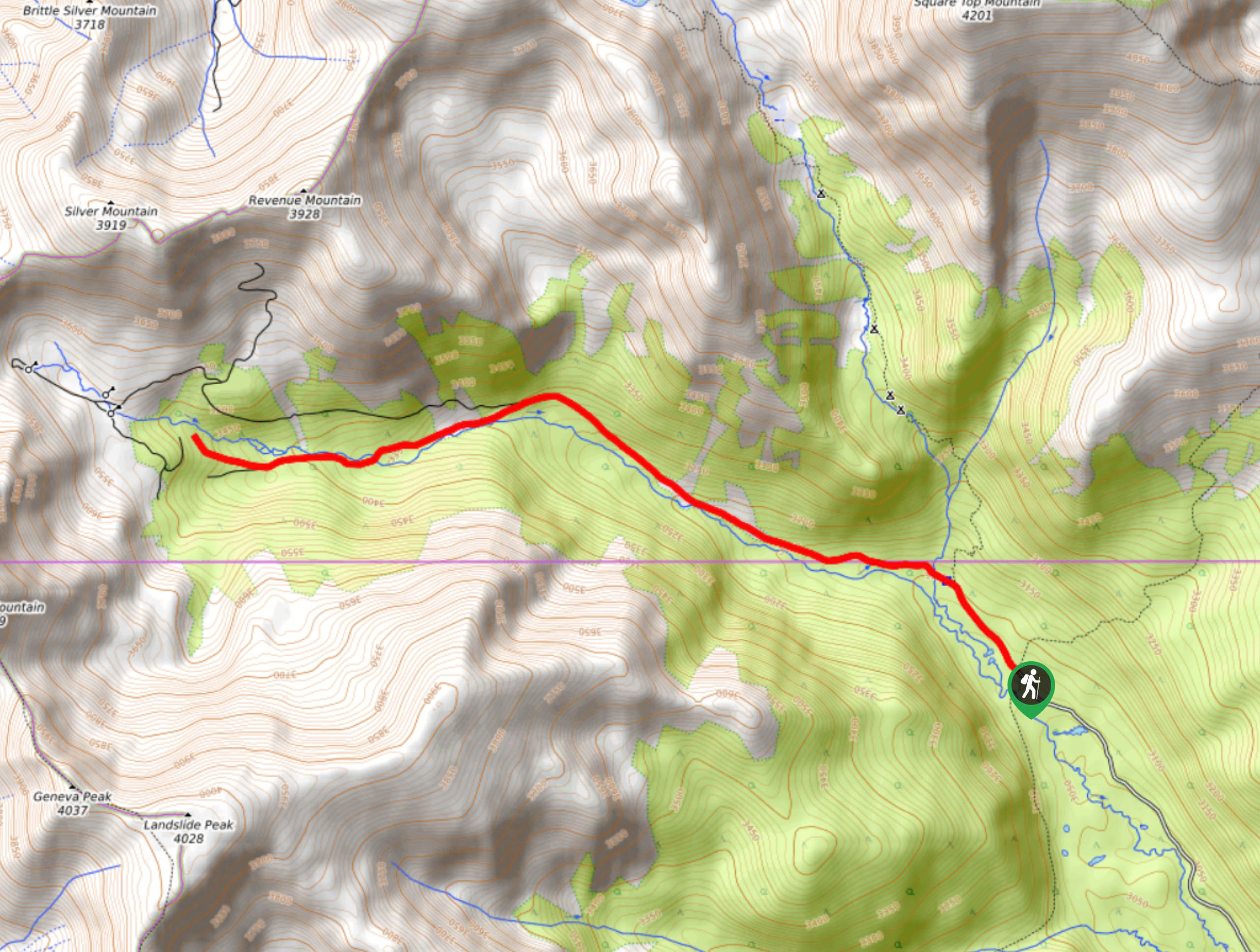 Geneva Creek Iron Fens Hike Map