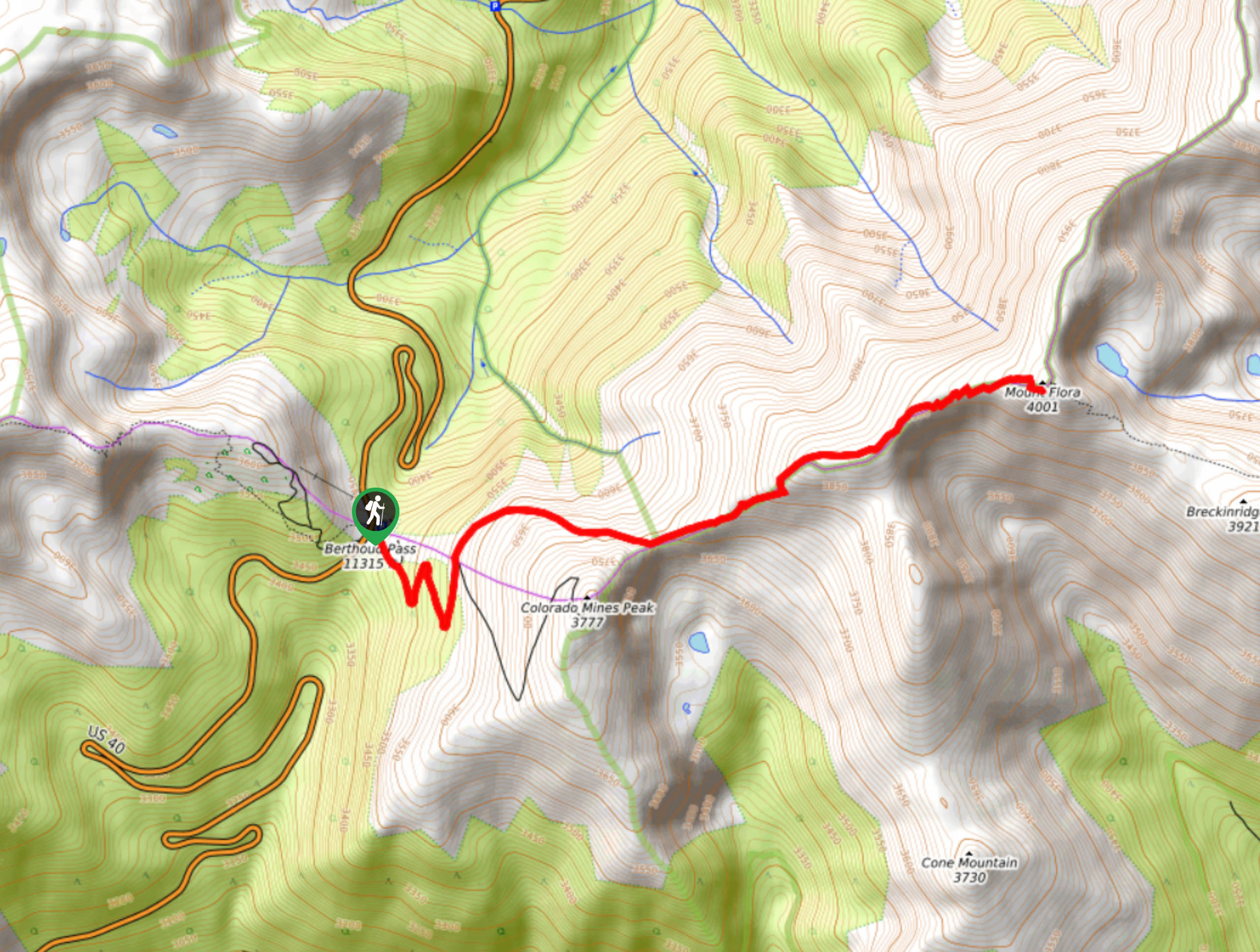 Mount Flora Hike Map