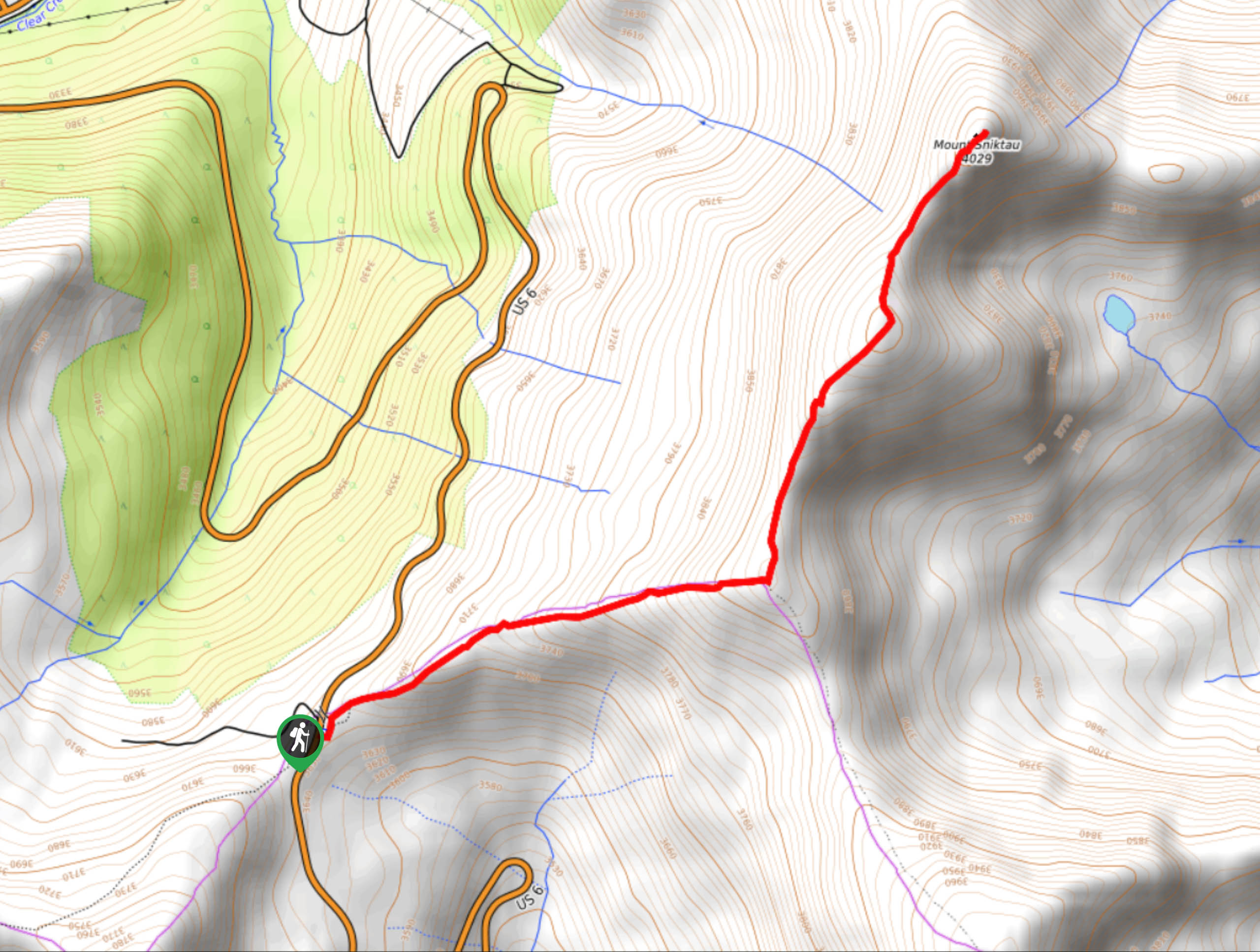 Mount Sniktau Trail Map