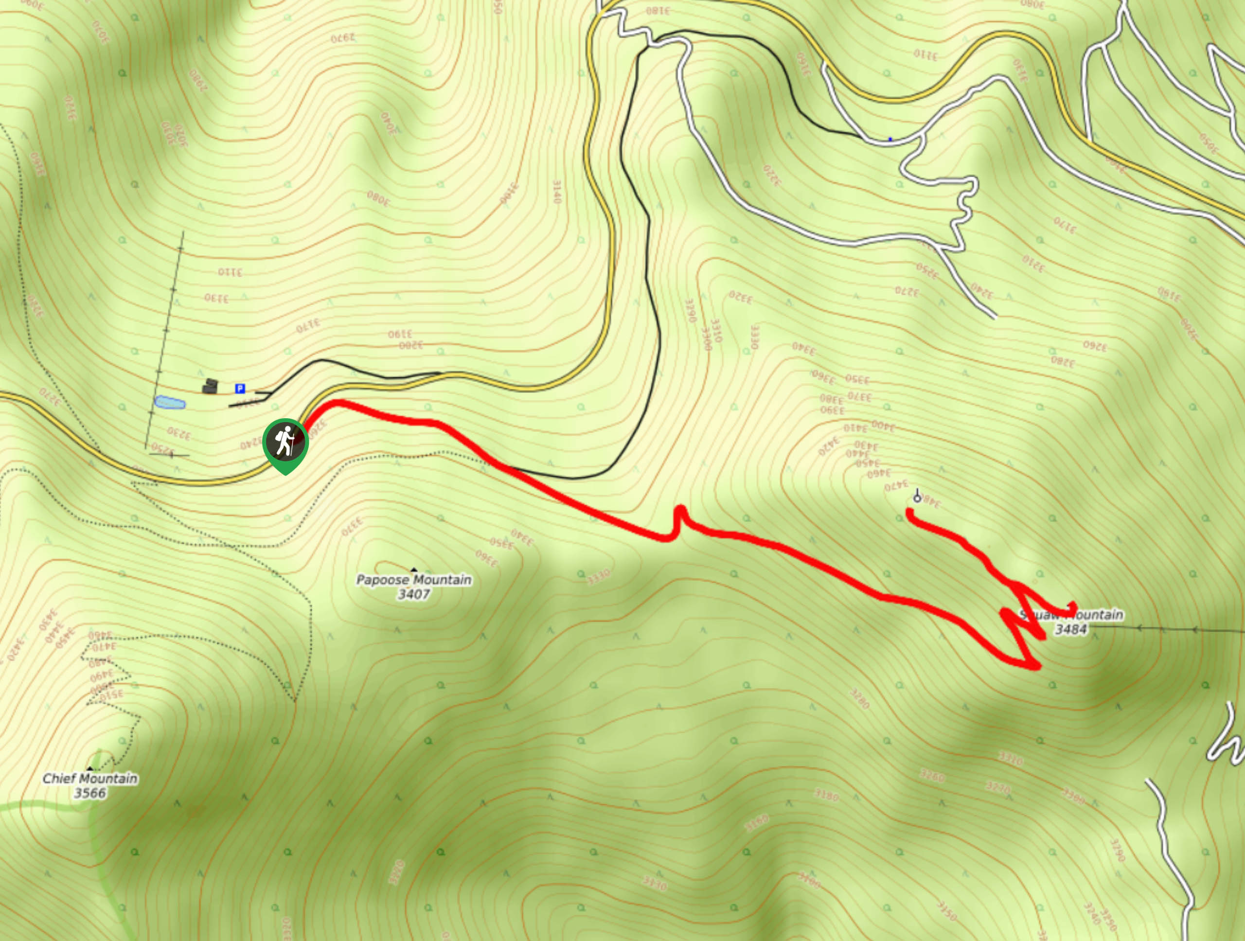 Squaw Mountain Hike Map