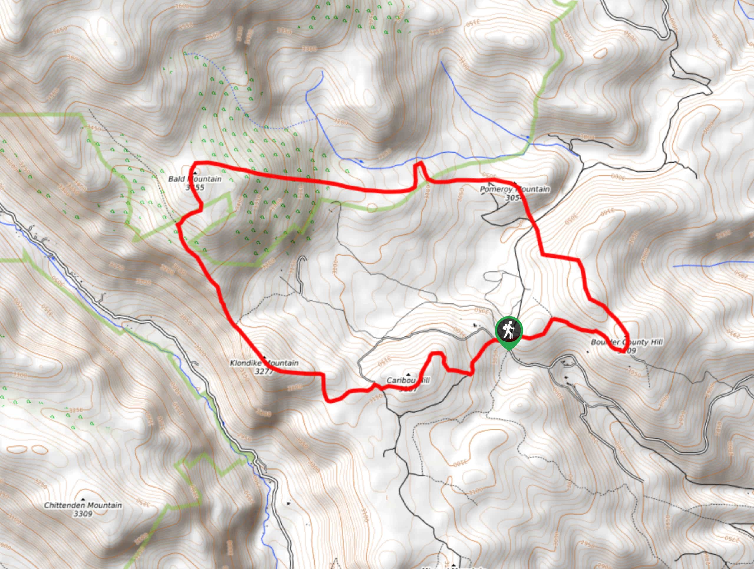 Caribou District Peaks Hike Map