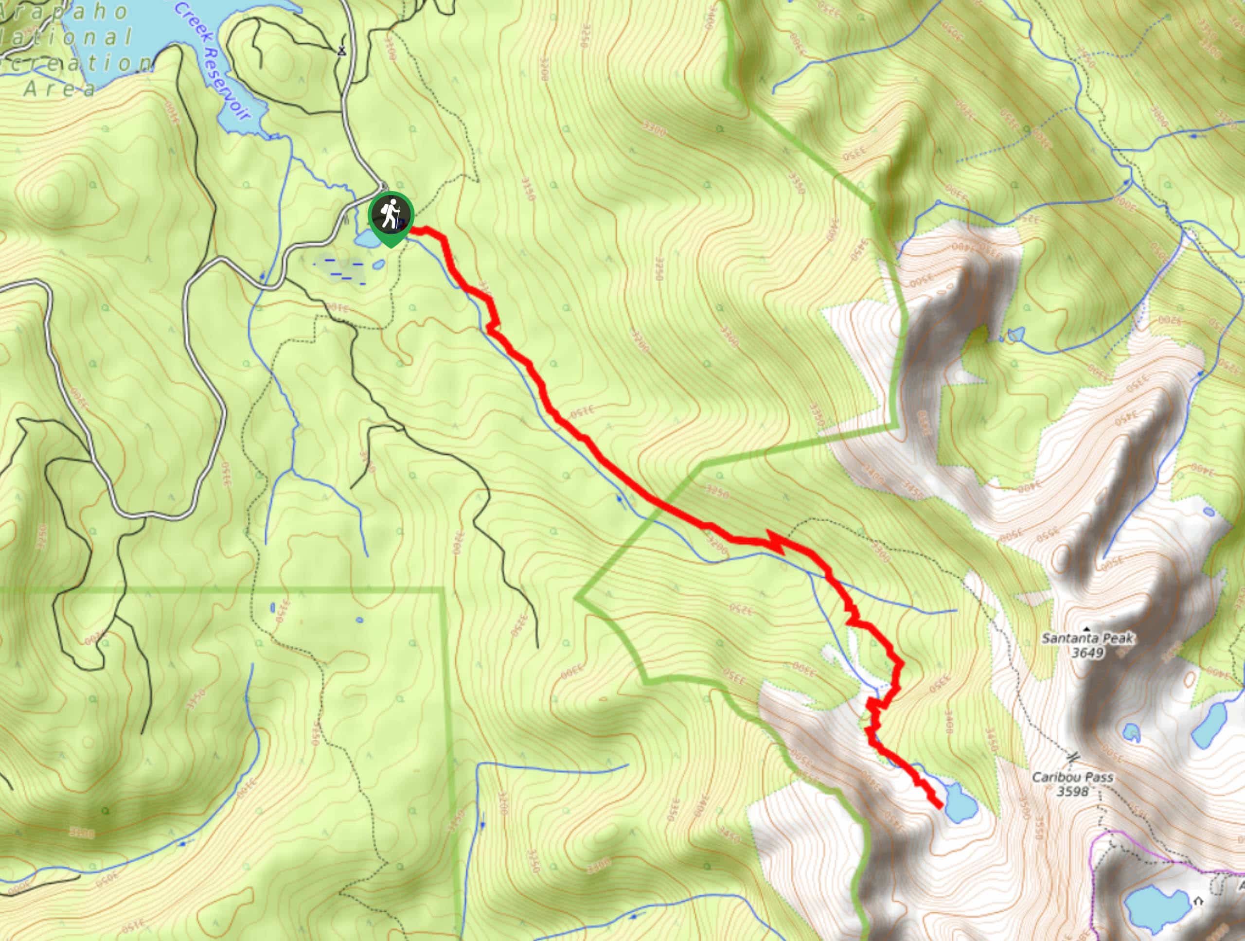 Columbine Lake via Caribou Pass Hike Map