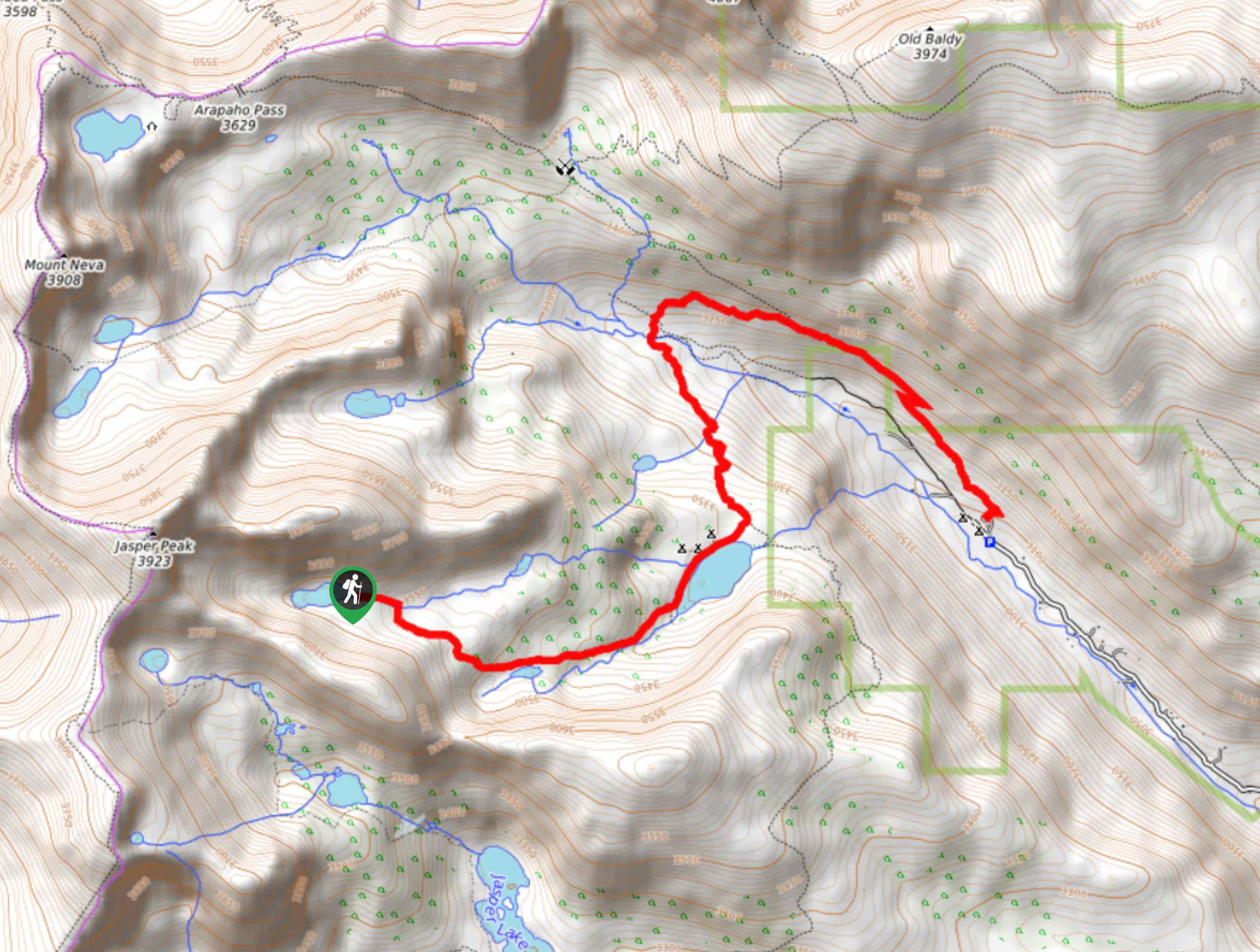 Upper Diamond Lake Hike Map