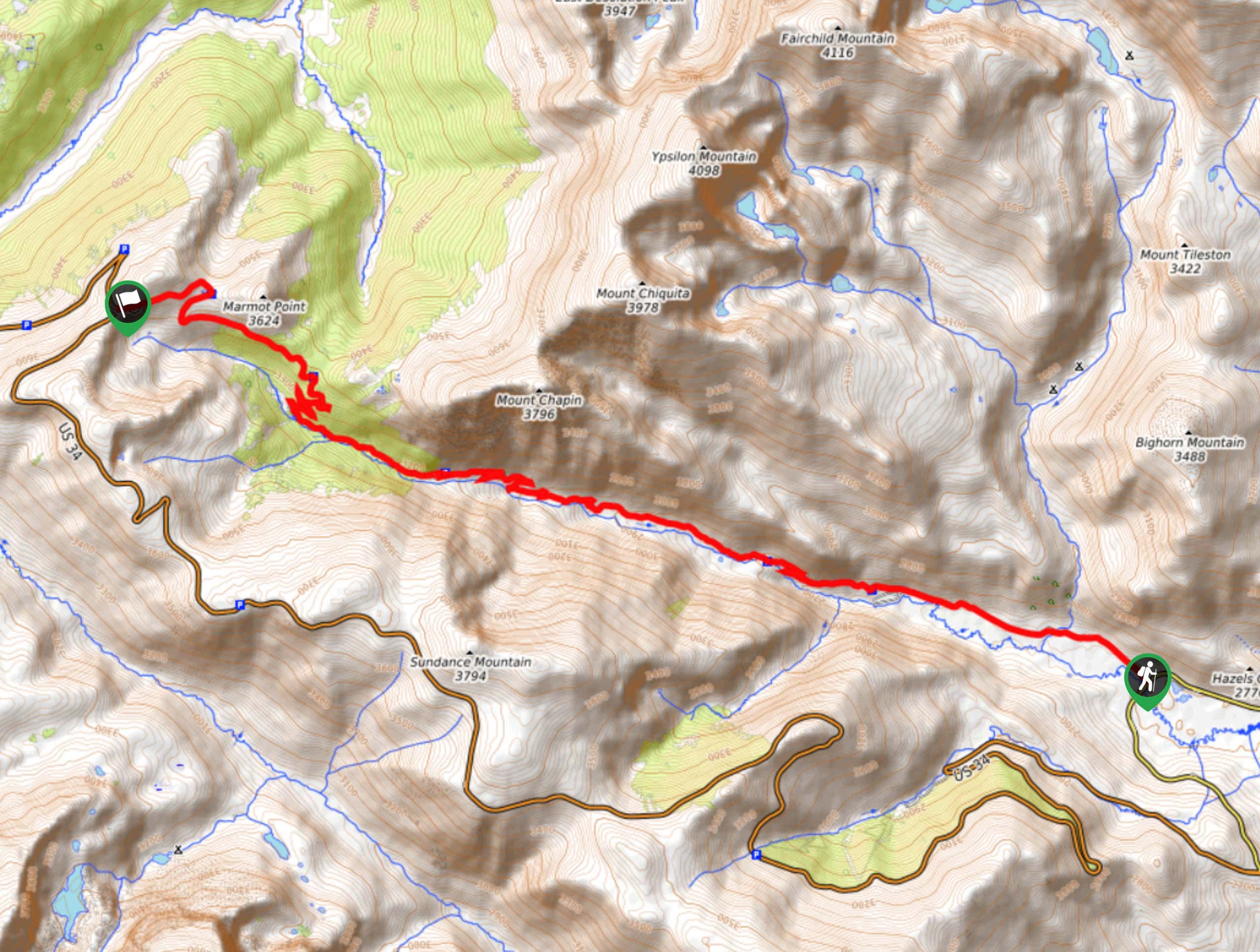 Old Fall River Road Hike Map
