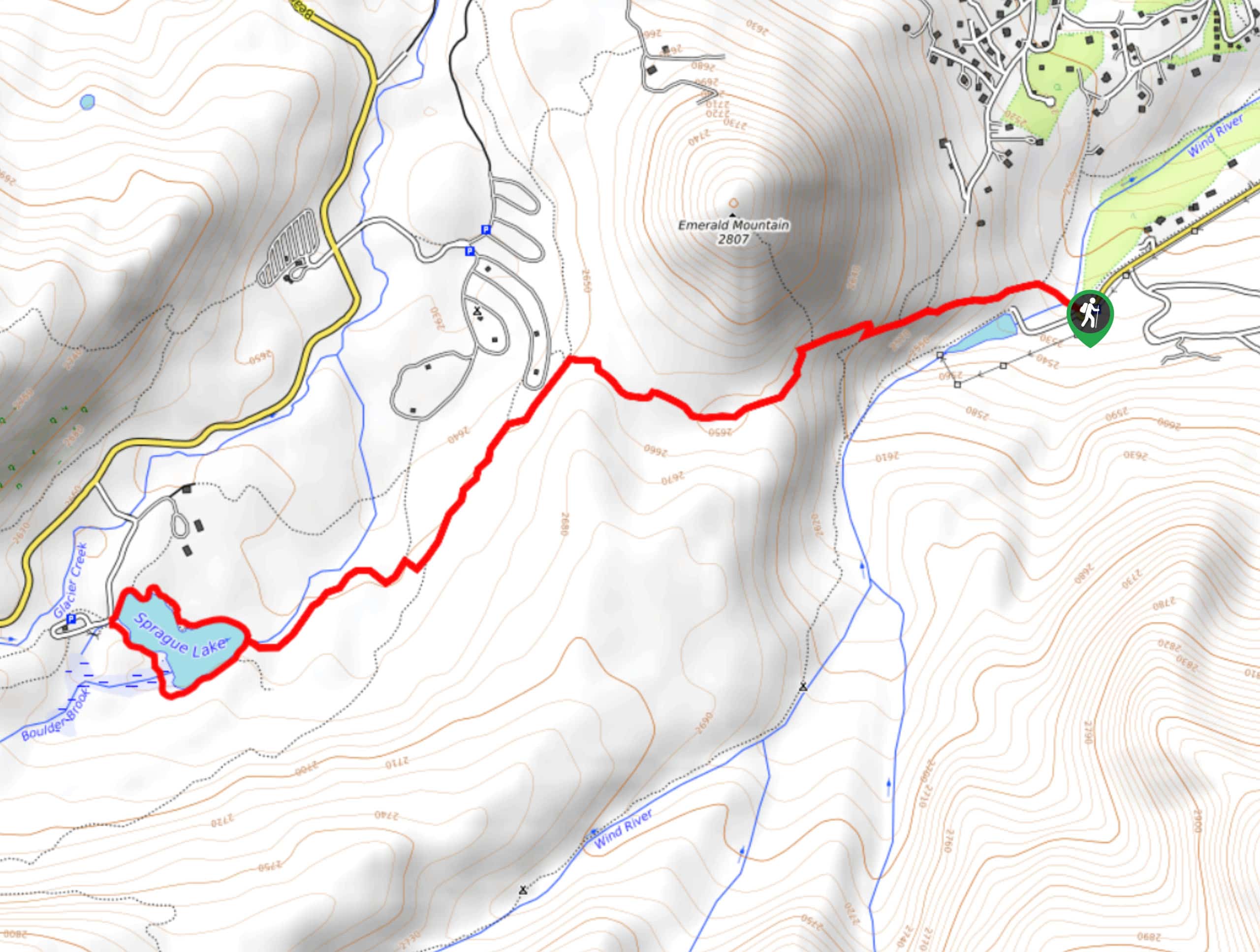 Sprague Lake via Emerald Mountain Trail Map